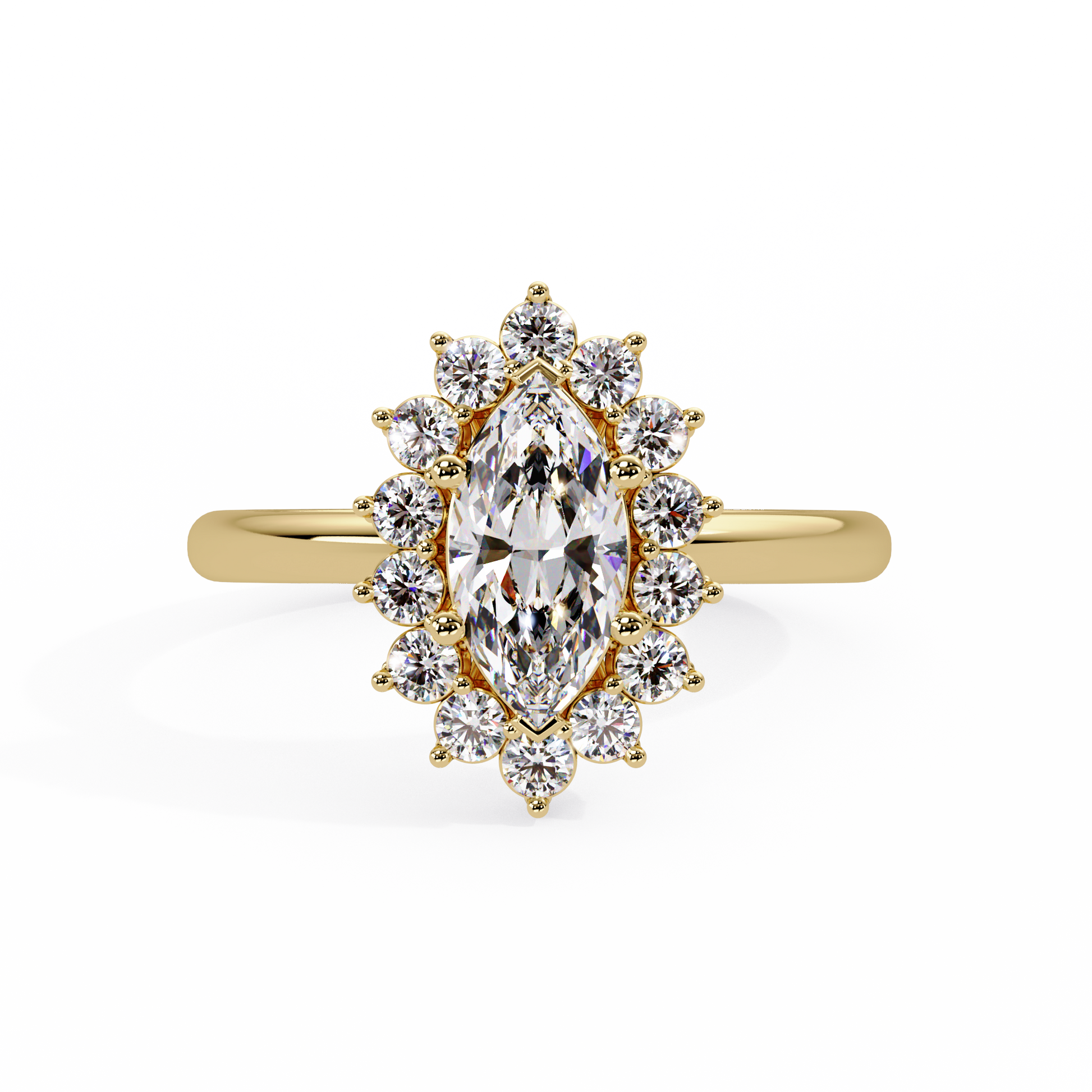 Marquise Cut Lab Grown Ring in Halo Setting