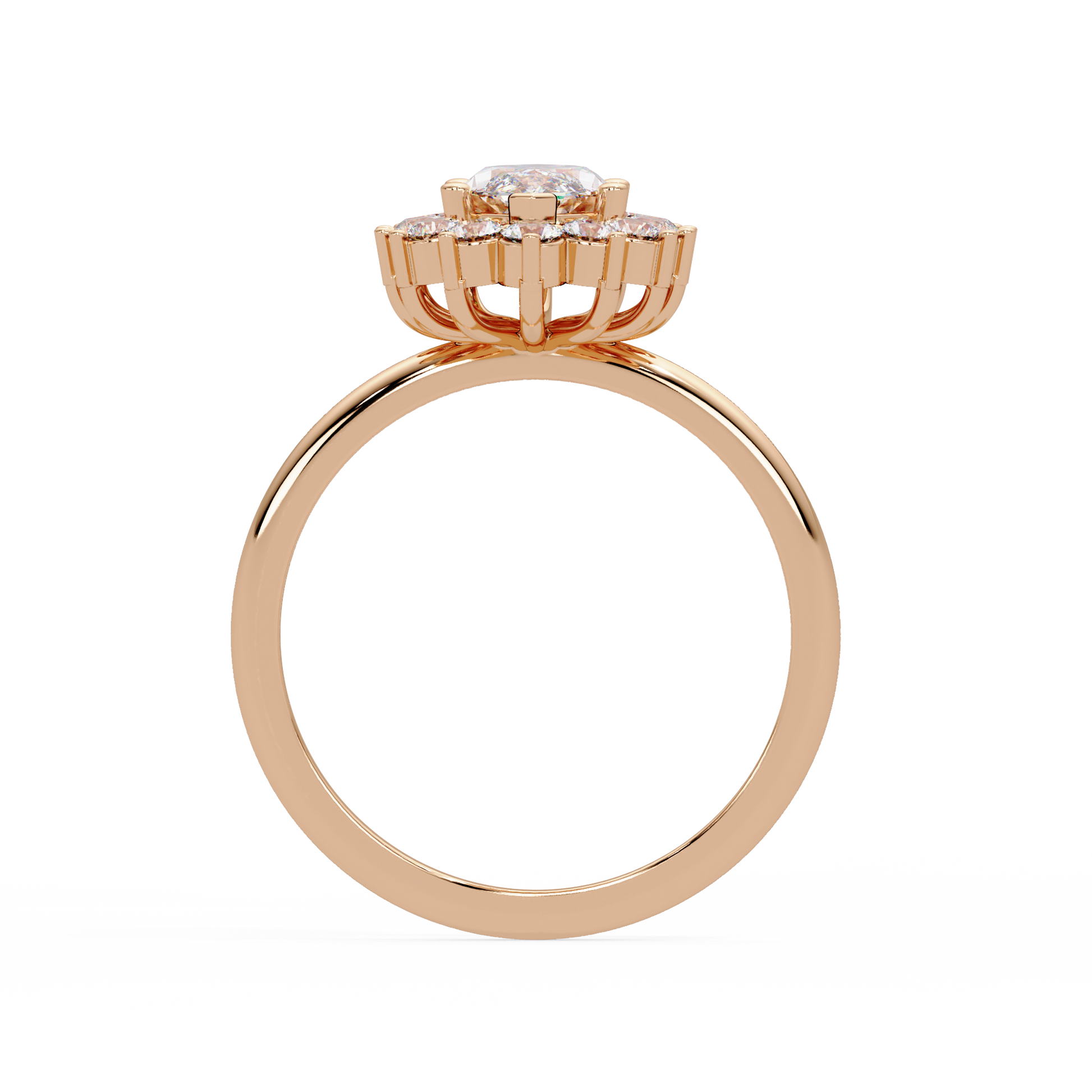Marquise Cut Lab Grown Ring in Halo Setting