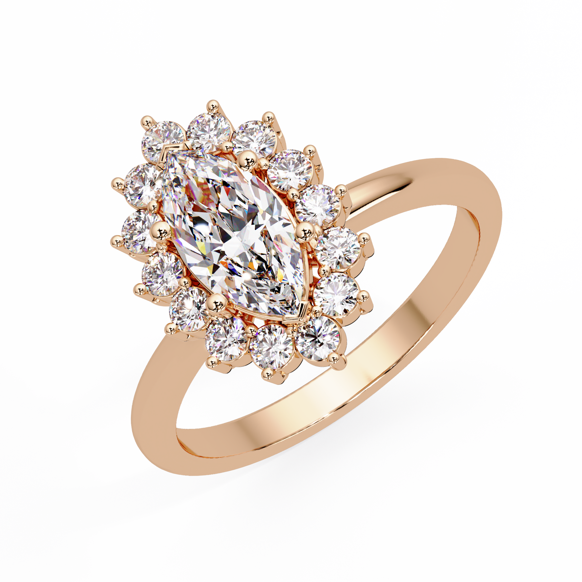 Marquise Cut Lab Grown Ring in Halo Setting