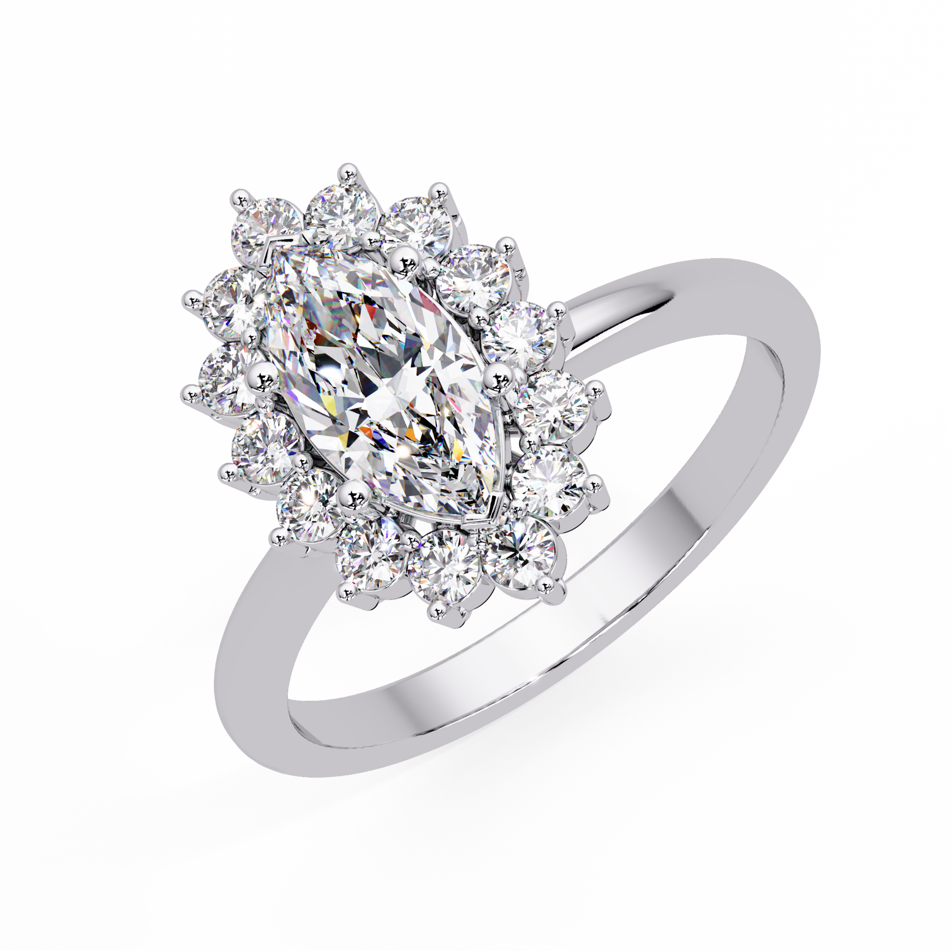 Marquise Cut Lab Grown Ring in Halo Setting
