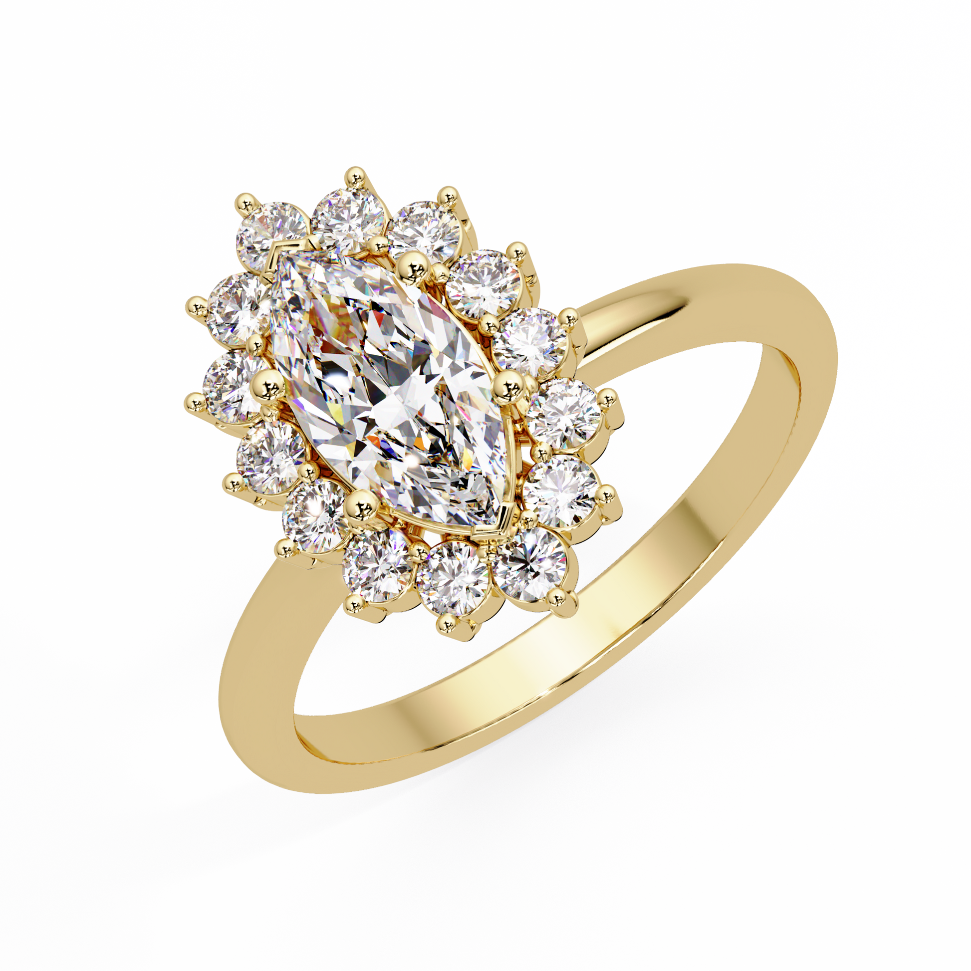 Marquise Cut Lab Grown Ring in Halo Setting
