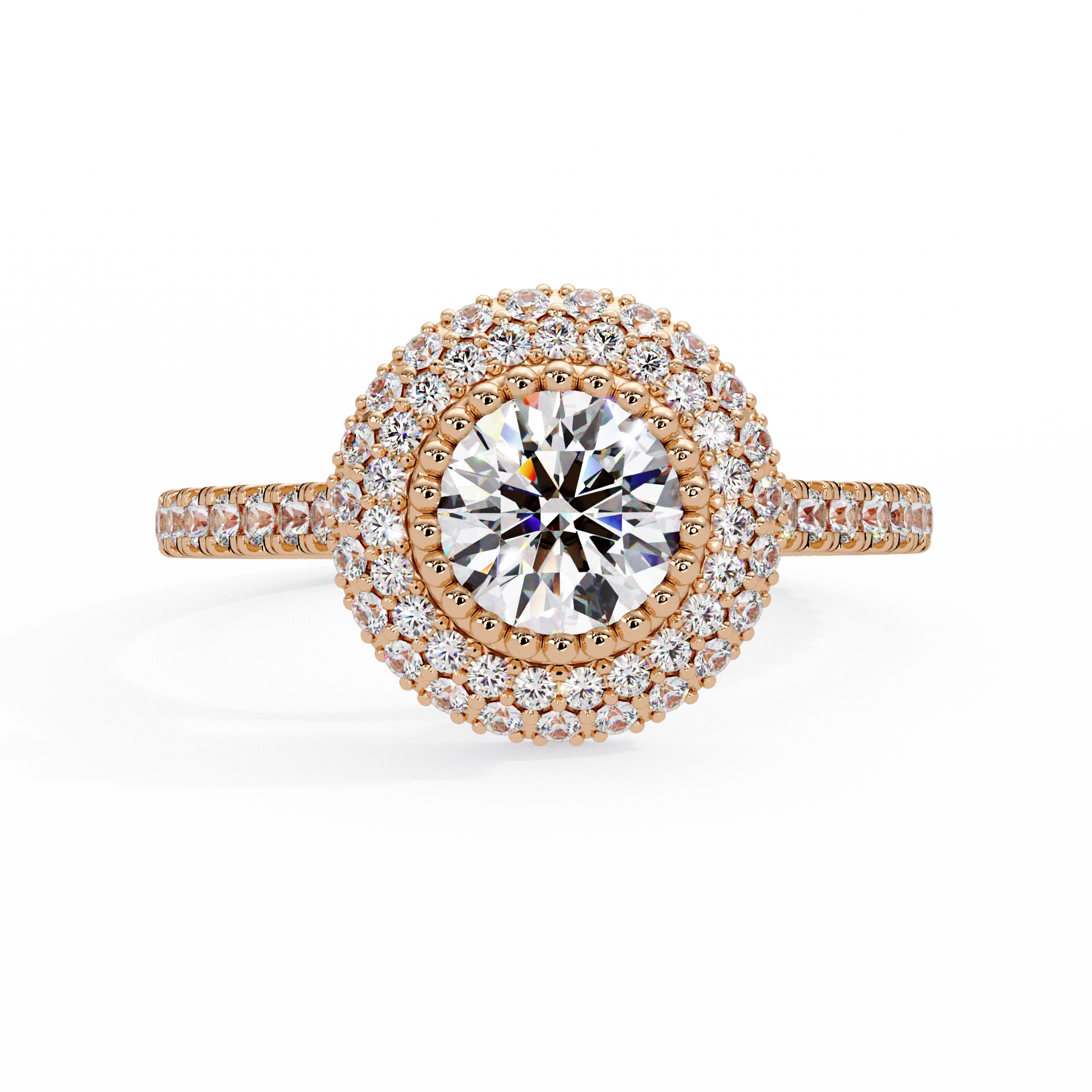 Round Cut Lab Grown Diamond Double Halo Ring