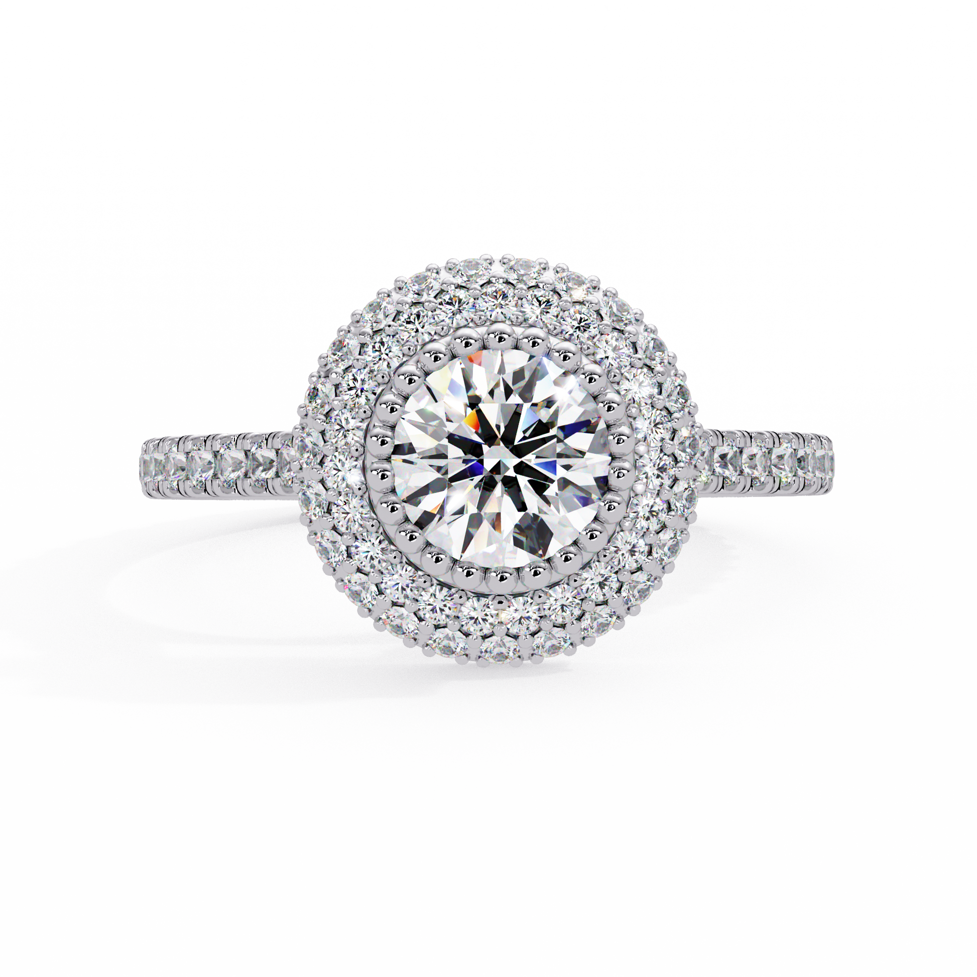 Round Cut Lab Grown Diamond Double Halo Ring