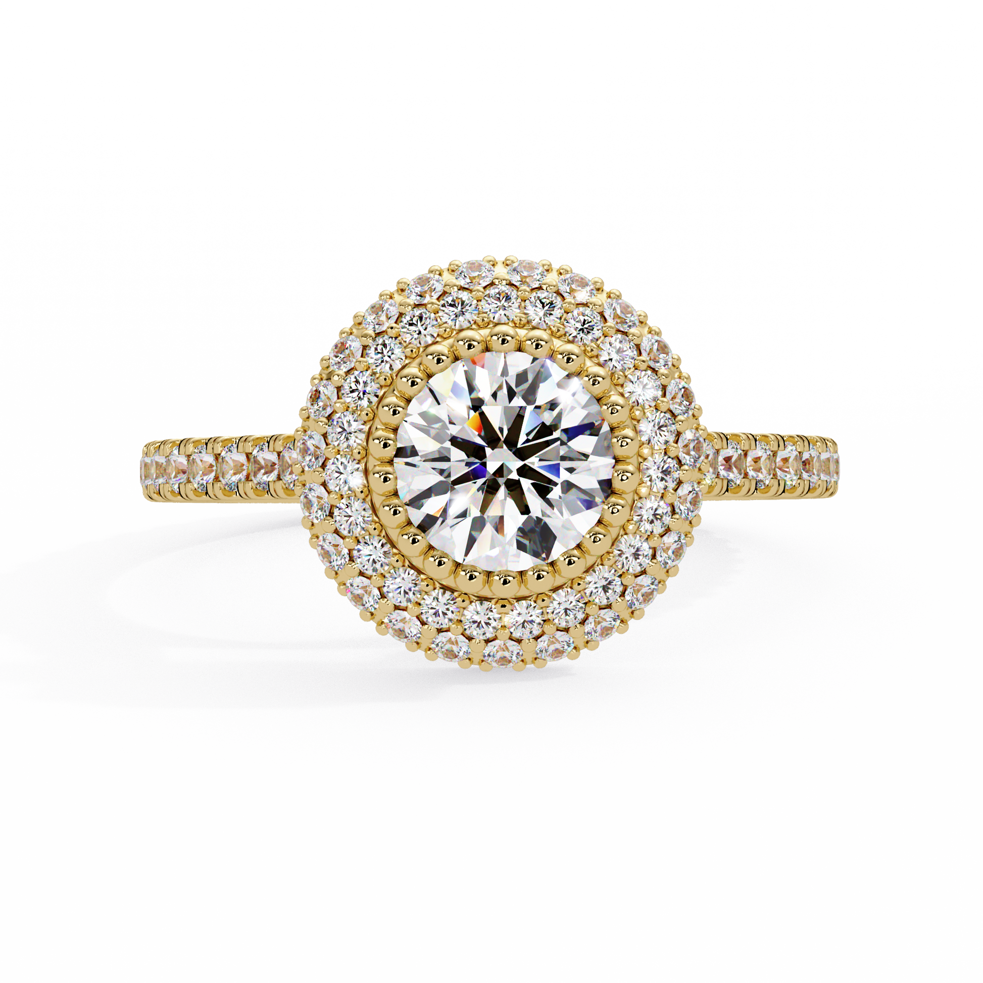 Round Cut Lab Grown Diamond Double Halo Ring
