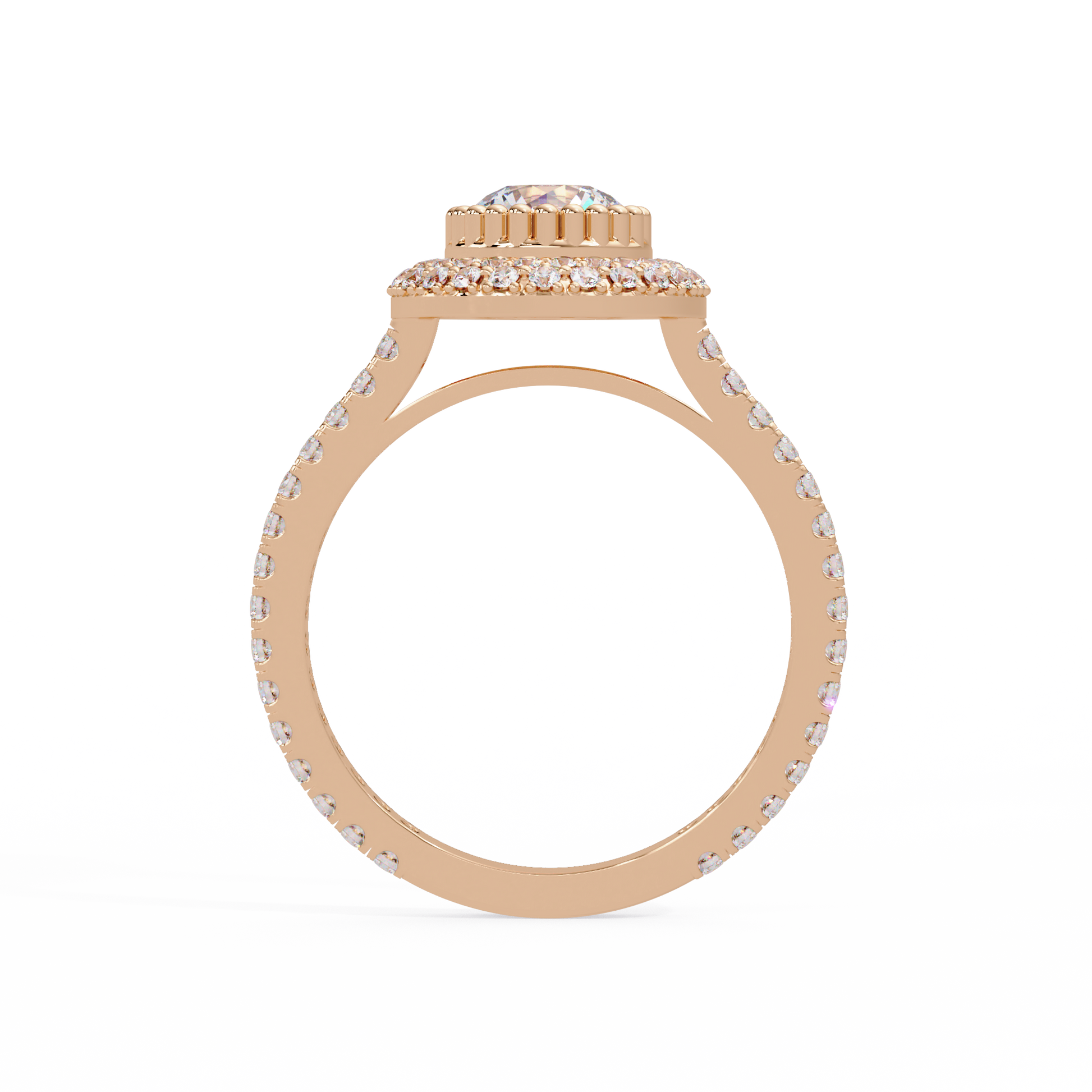 Round Cut Lab Grown Diamond Double Halo Ring