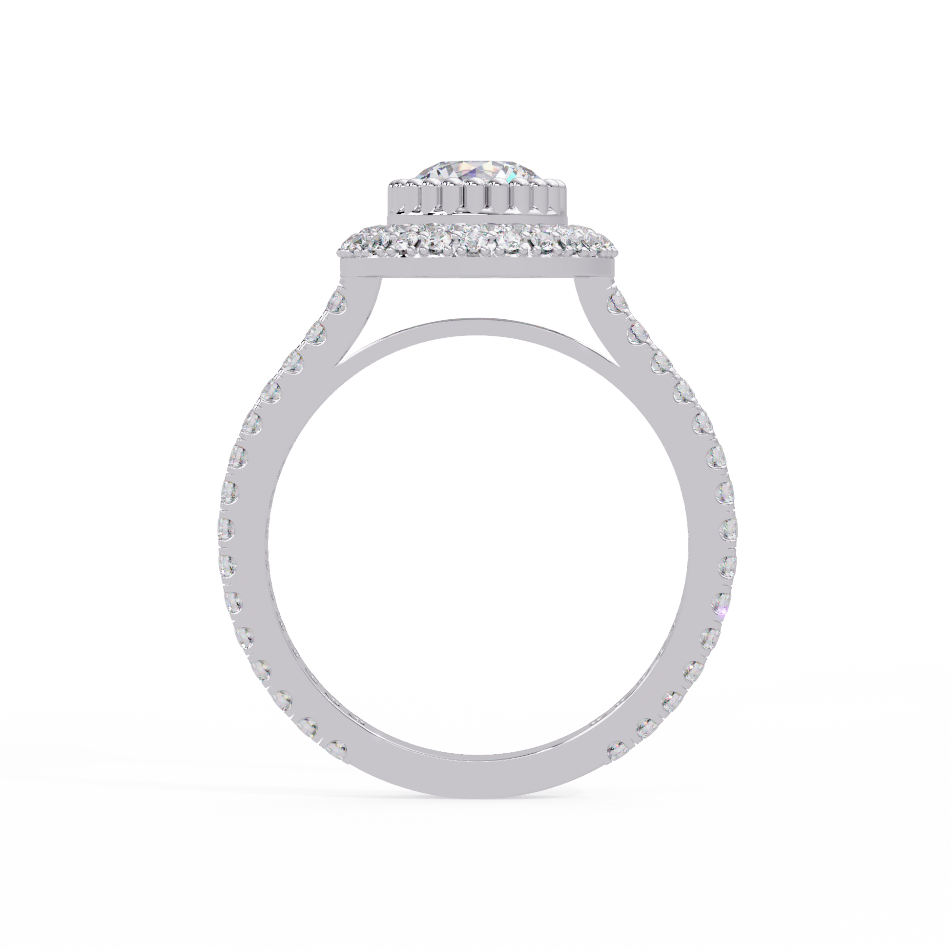 Round Cut Lab Grown Diamond Double Halo Ring