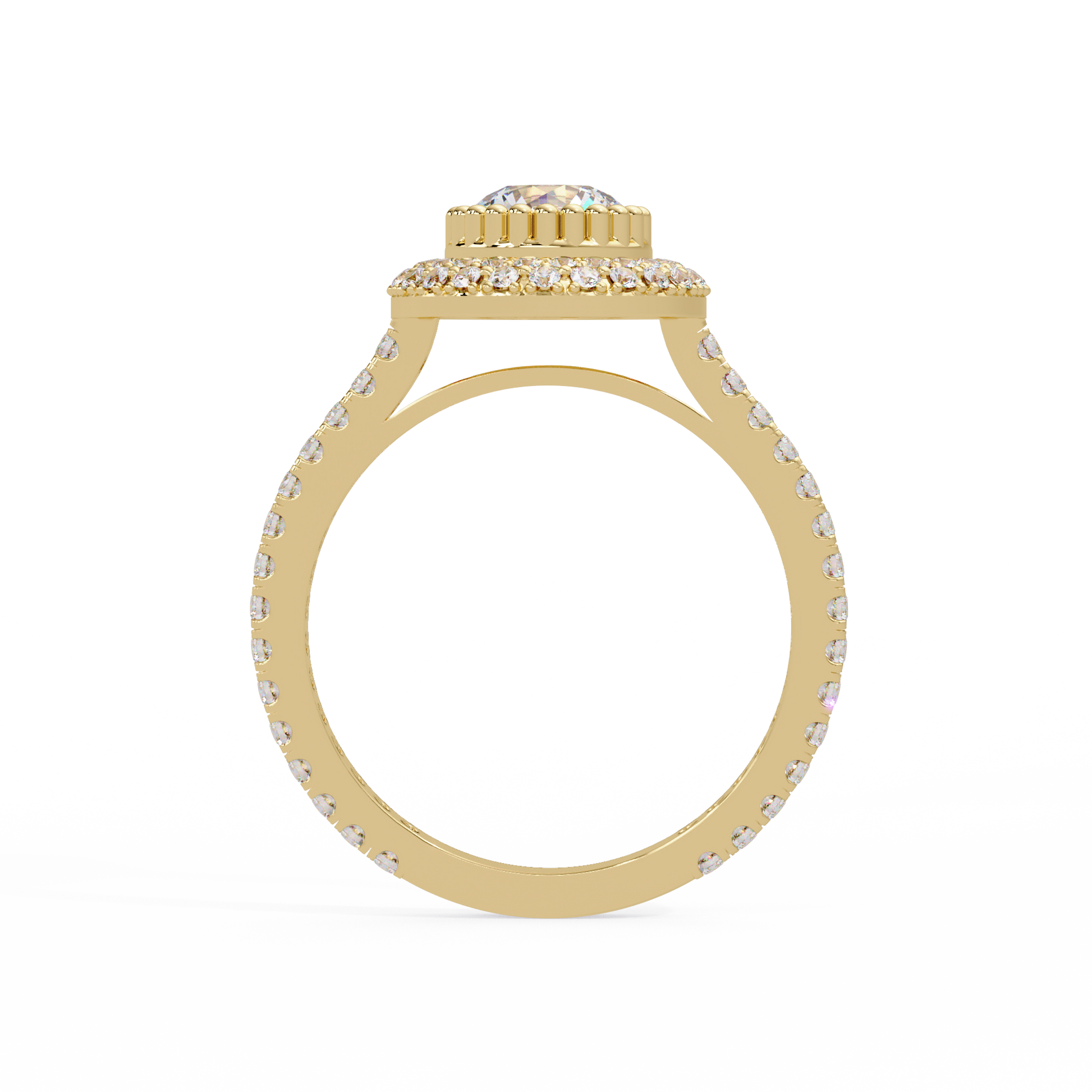Round Cut Lab Grown Diamond Double Halo Ring
