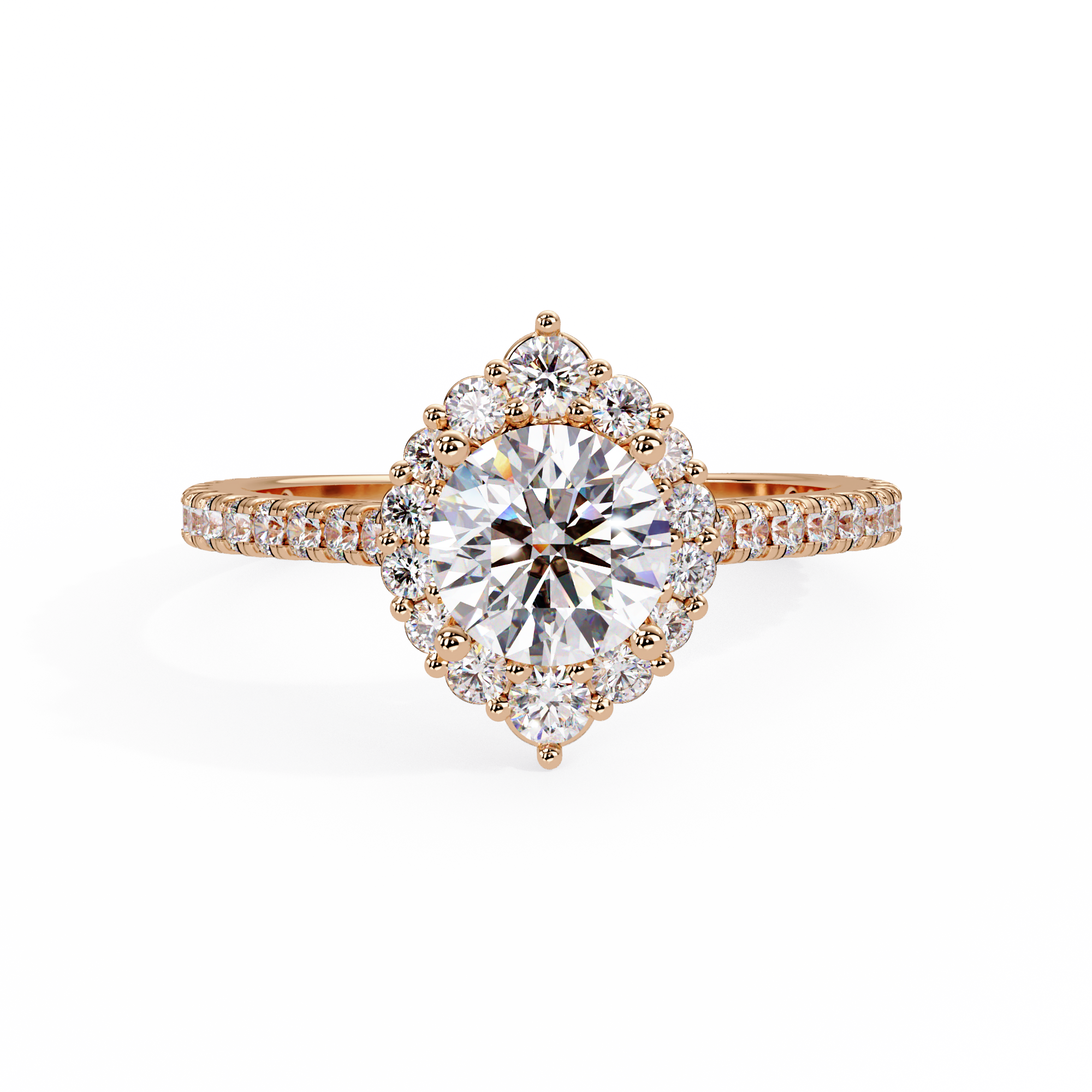 Round Cut Lab Grown Diamond Halo Ring Cathedral Ring