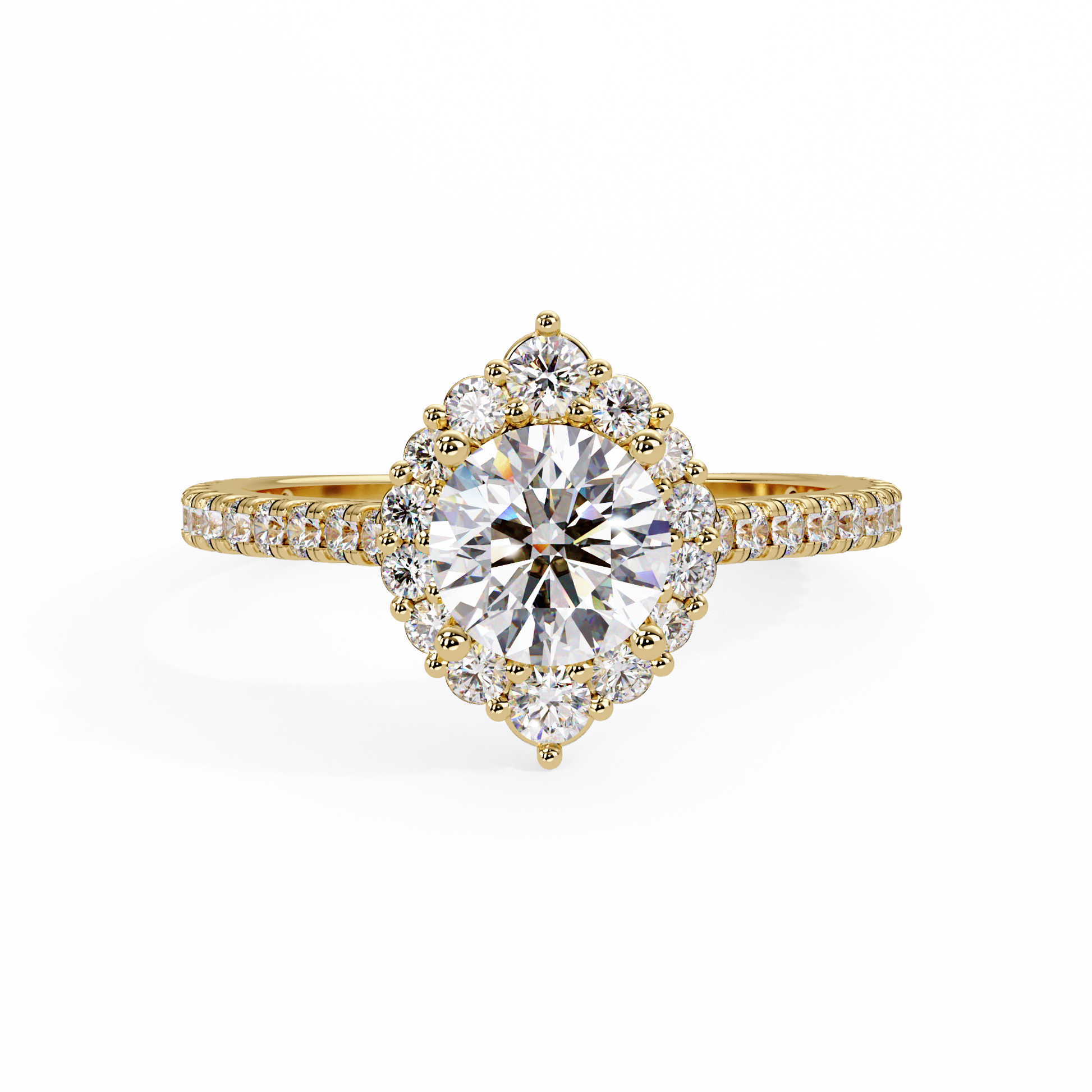 Round Cut Lab Grown Diamond Halo Ring Cathedral Ring