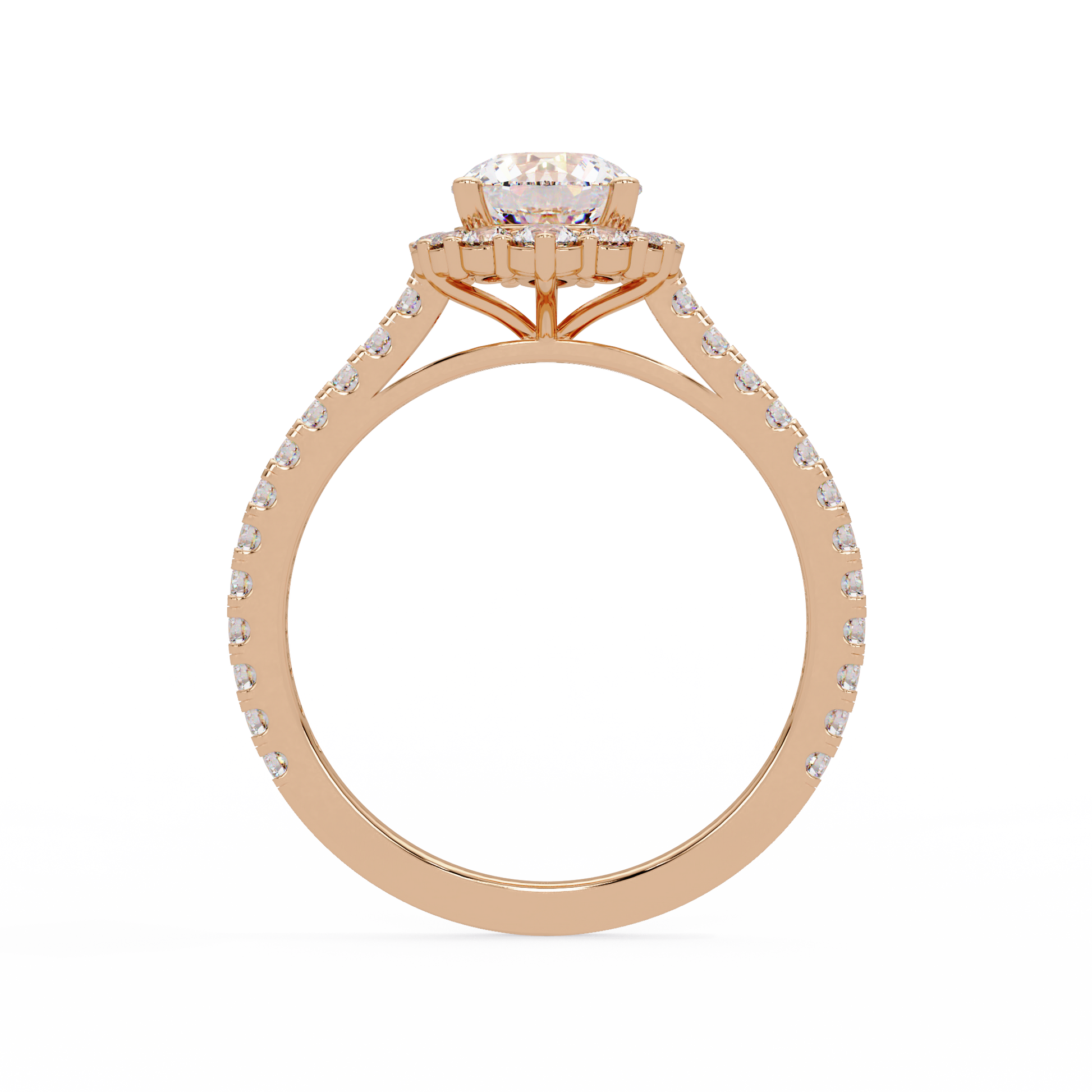 Round Cut Lab Grown Diamond Halo Ring Cathedral Ring