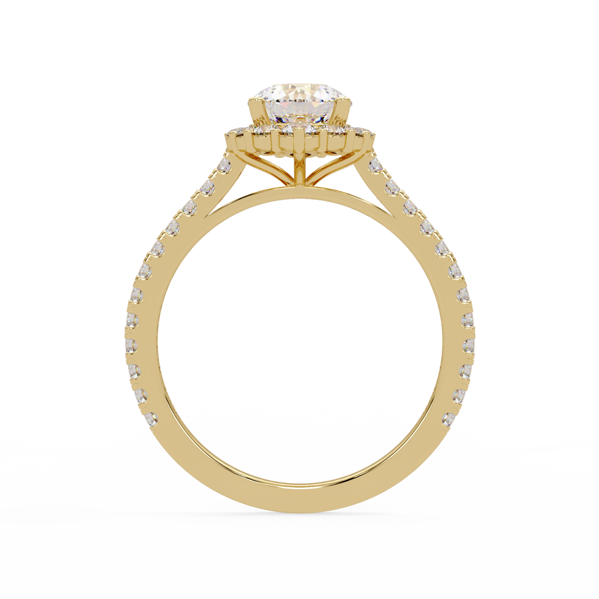 Round Cut Lab Grown Diamond Halo Ring Cathedral Ring