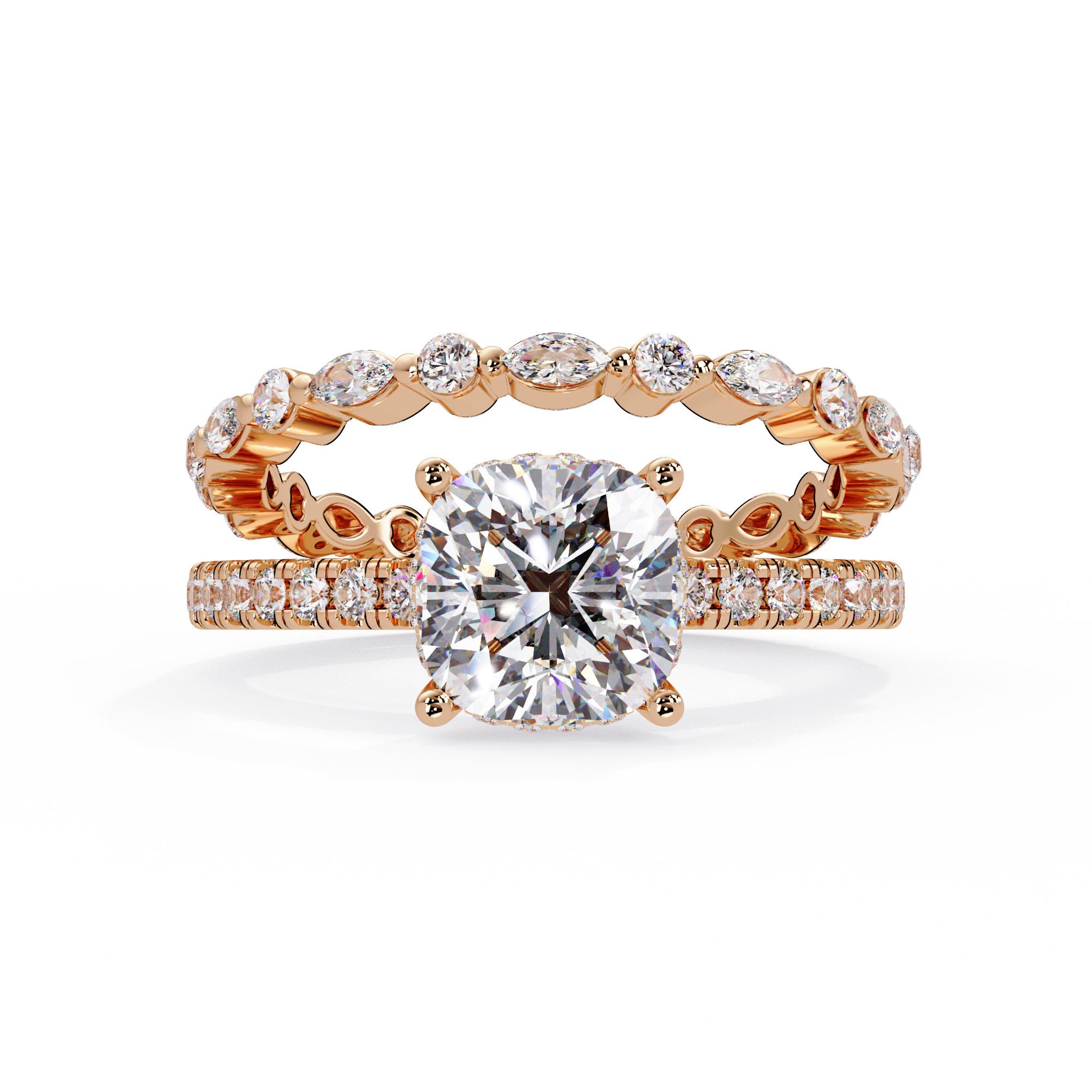 Cushion Cut Lab Grown Diamond Accented Ring