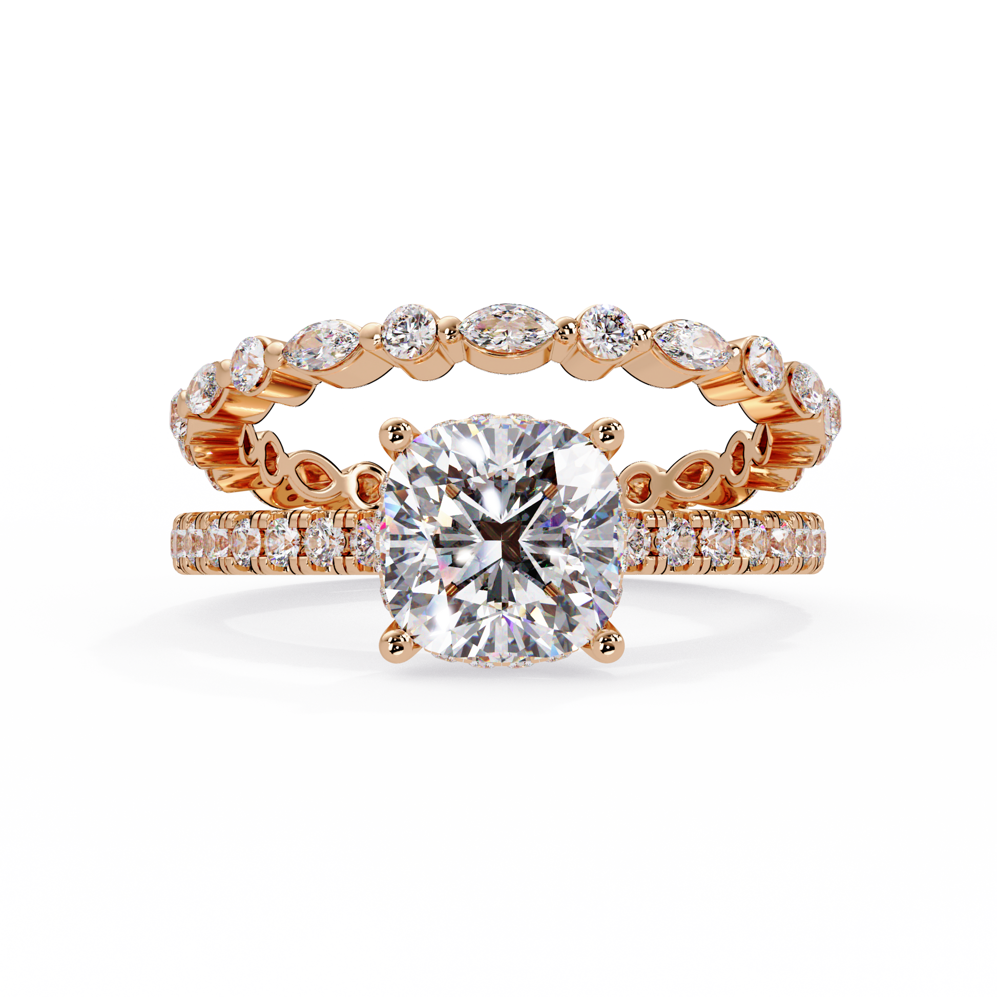 Cushion Cut Lab Grown Diamond Accented Ring