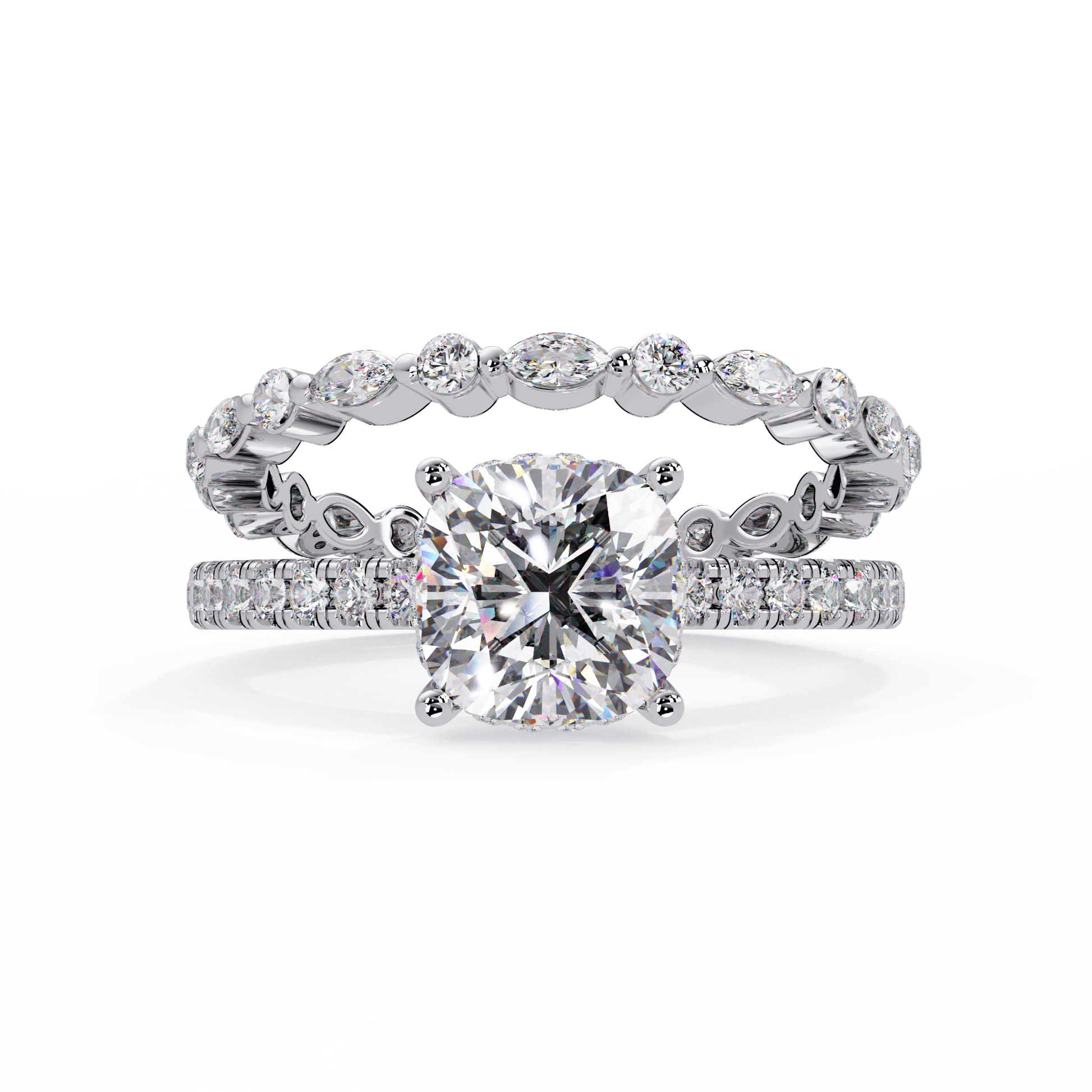 Cushion Cut Lab Grown Diamond Accented Ring