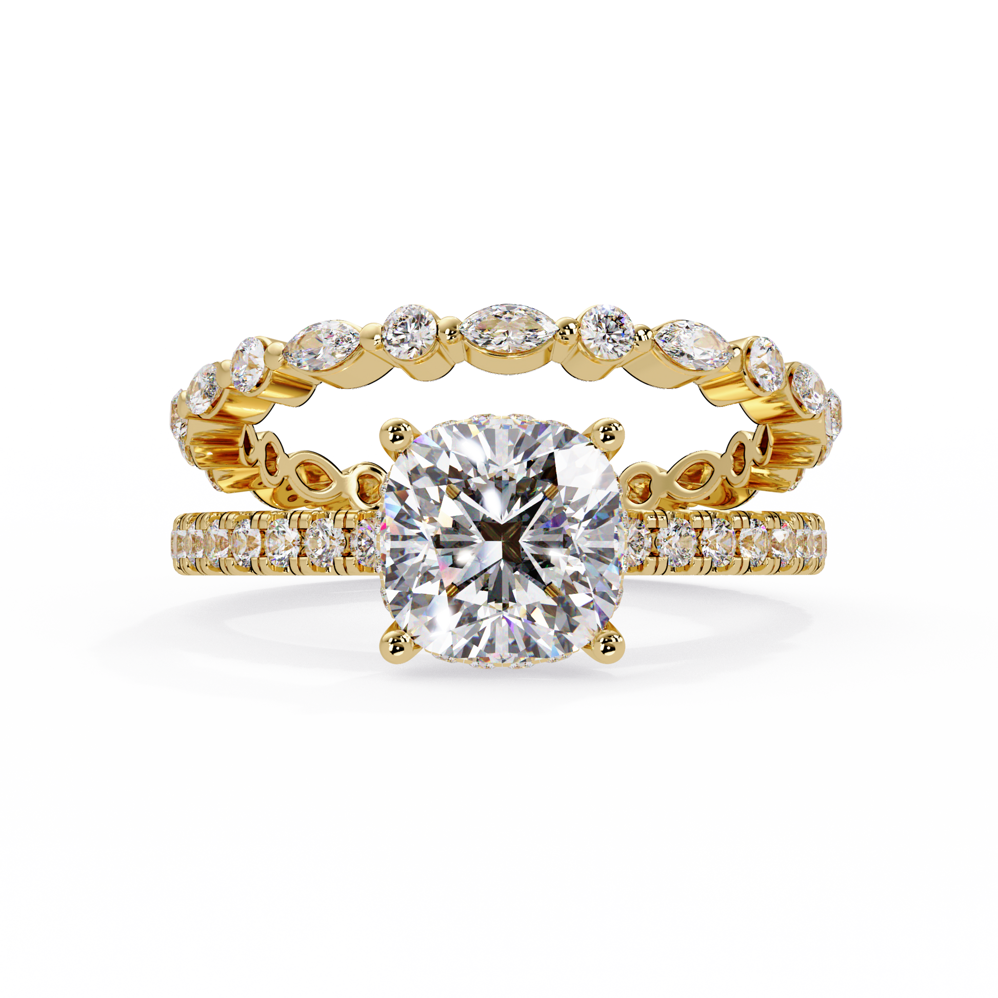 Cushion Cut Lab Grown Diamond Accented Ring