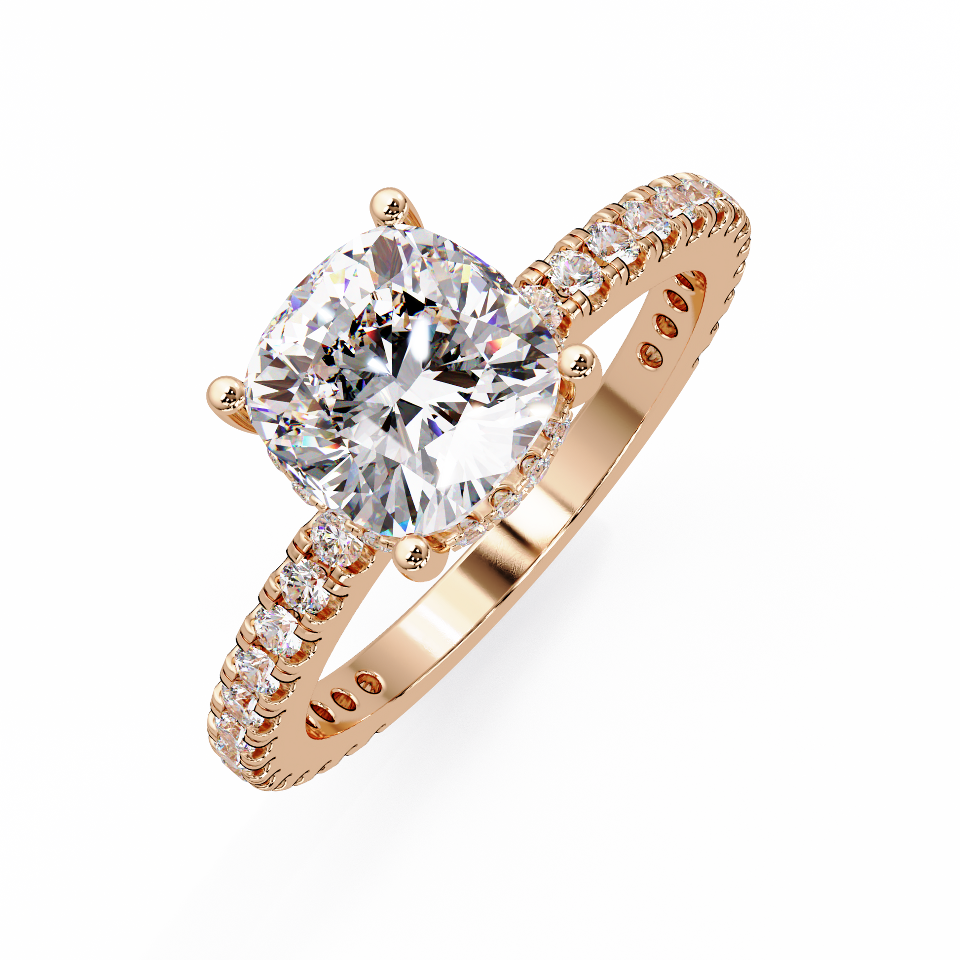 Cushion Cut Lab Grown Diamond Accented Ring