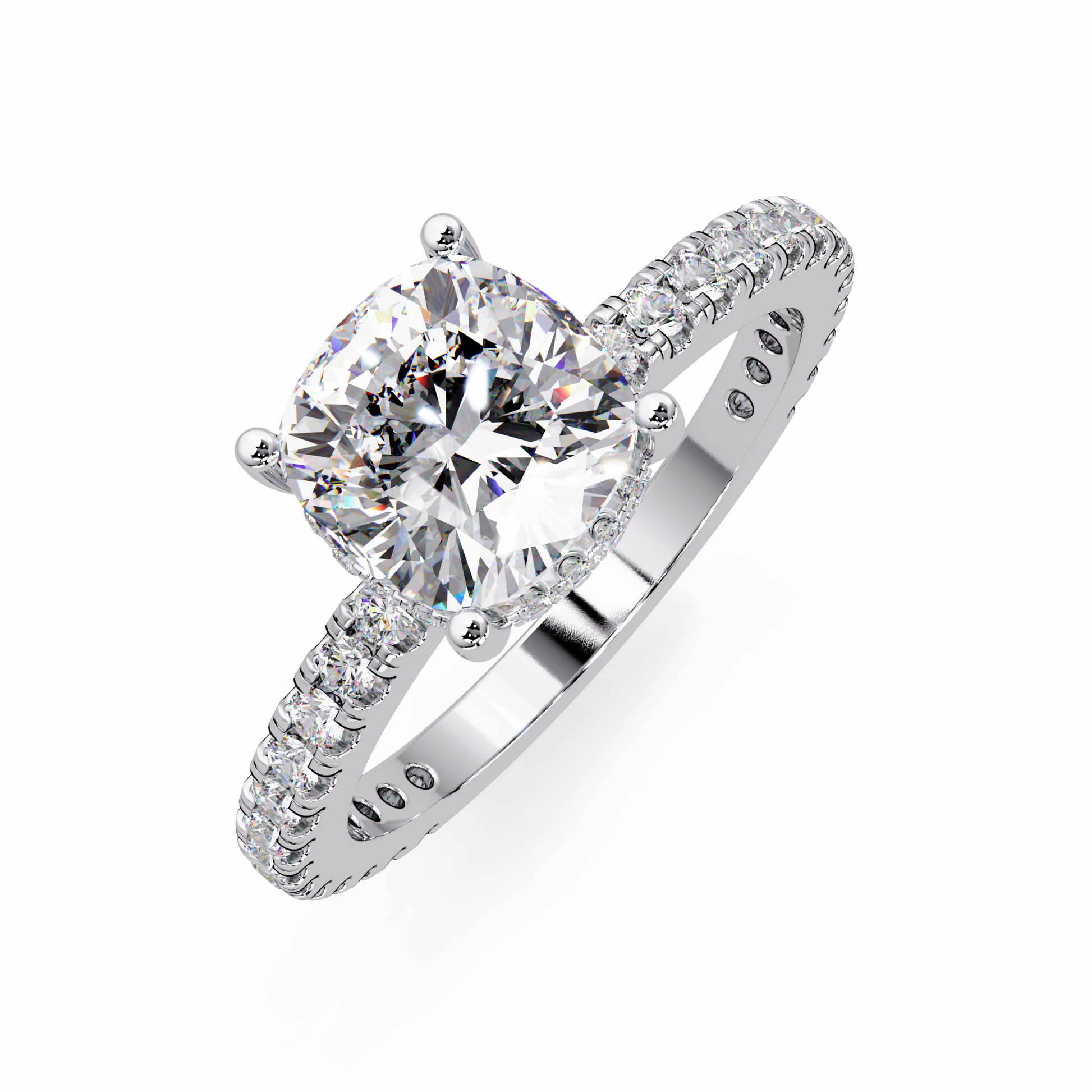 Cushion Cut Lab Grown Diamond Accented Ring