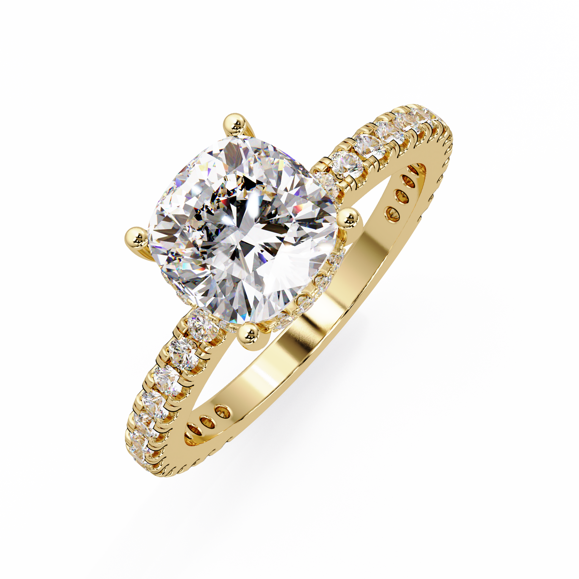 Cushion Cut Lab Grown Diamond Accented Ring