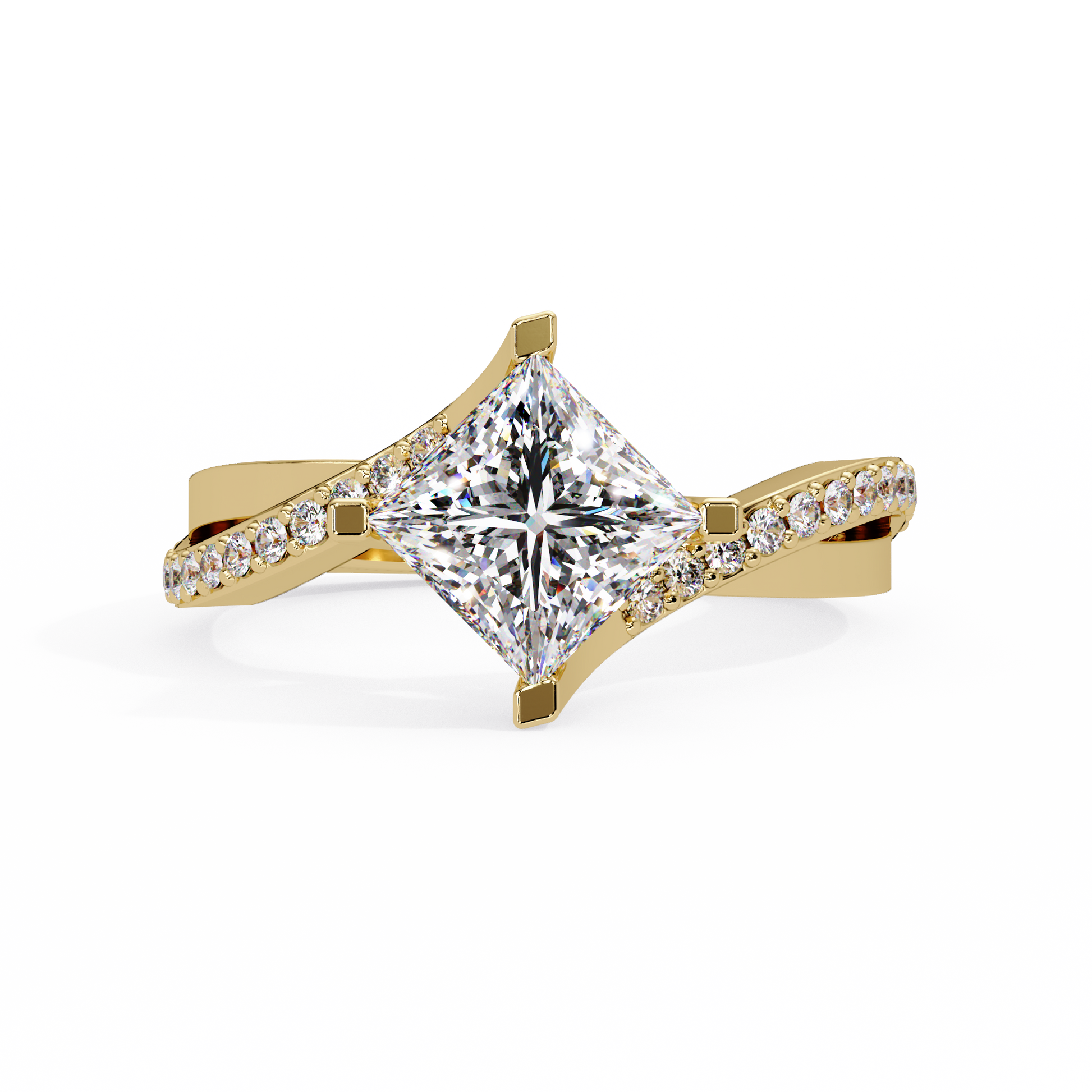 Princess Cut Lab Grown Diamond Bypass Shank Ring
