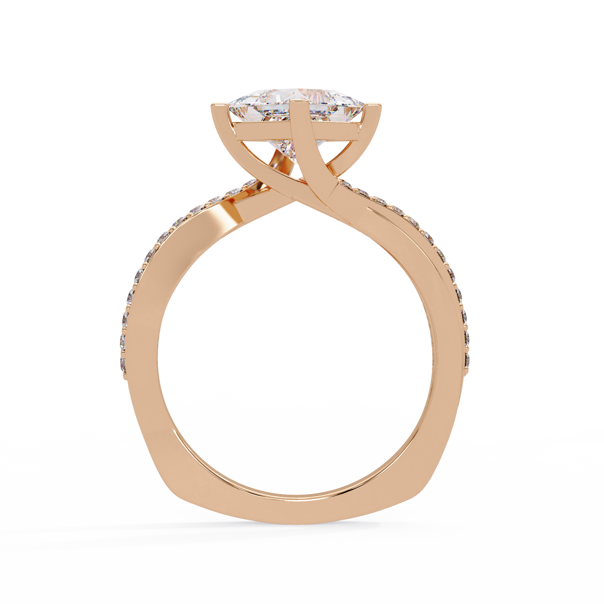 Princess Cut Lab Grown Diamond Bypass Shank Ring