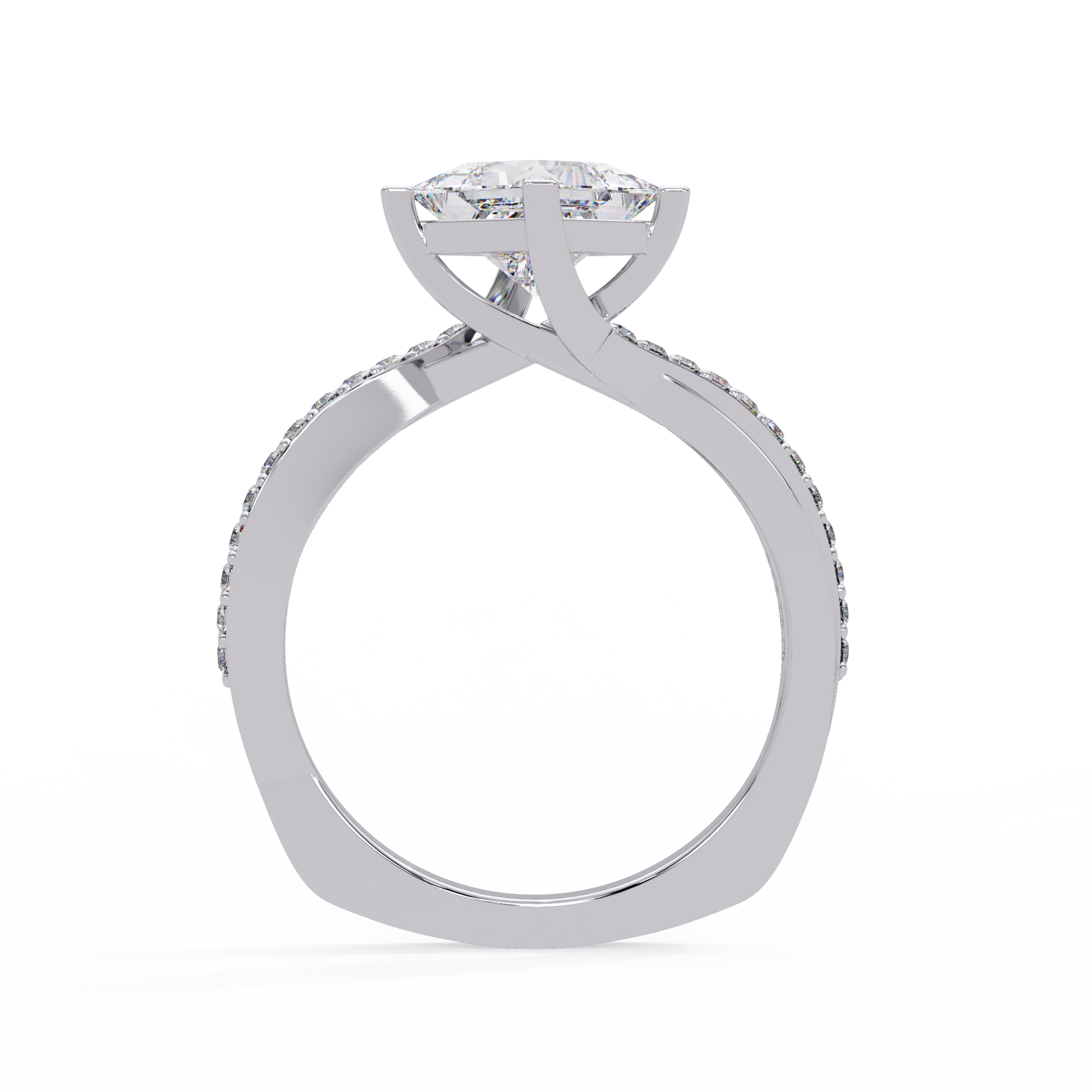 Princess Cut Lab Grown Diamond Bypass Shank Ring