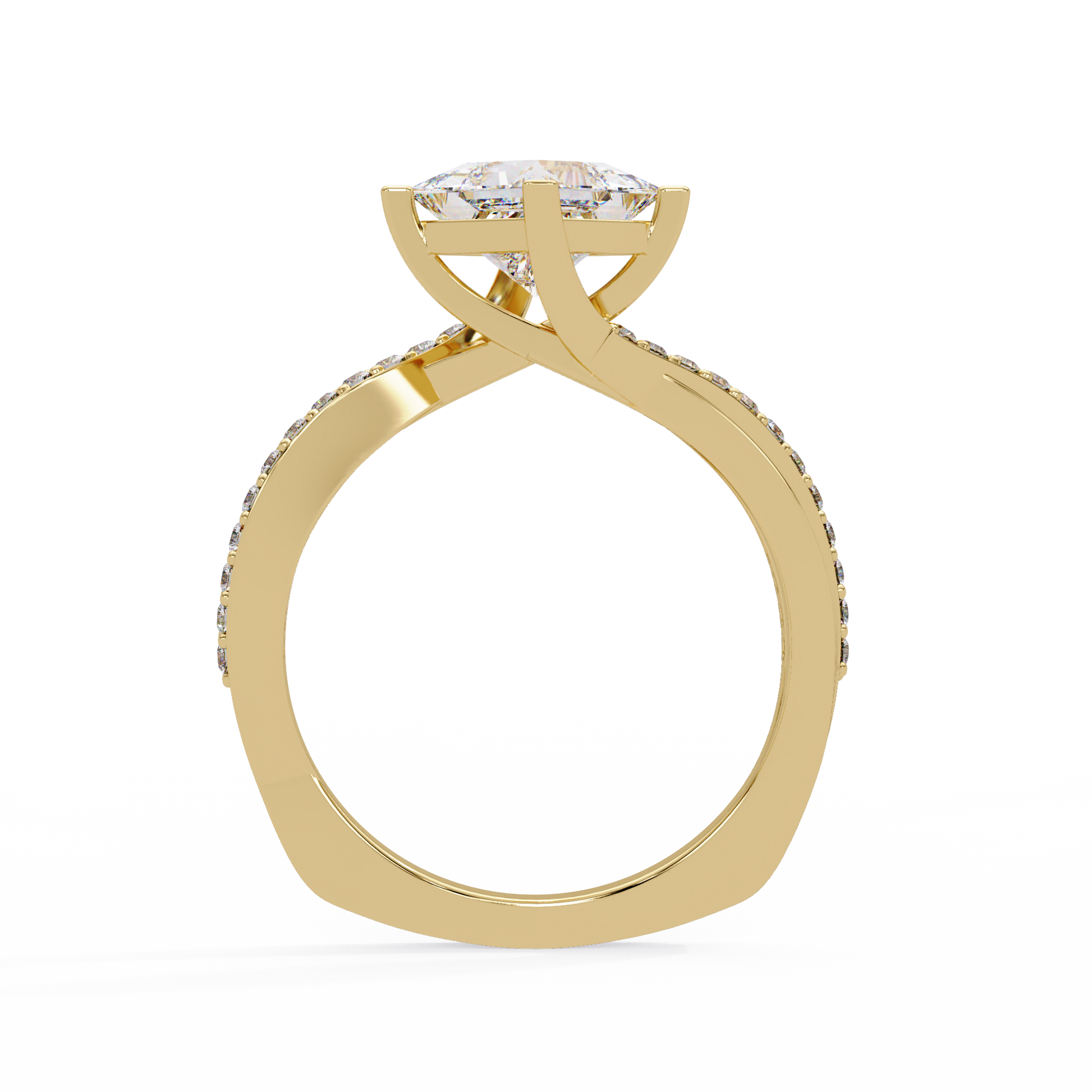 Princess Cut Lab Grown Diamond Bypass Shank Ring