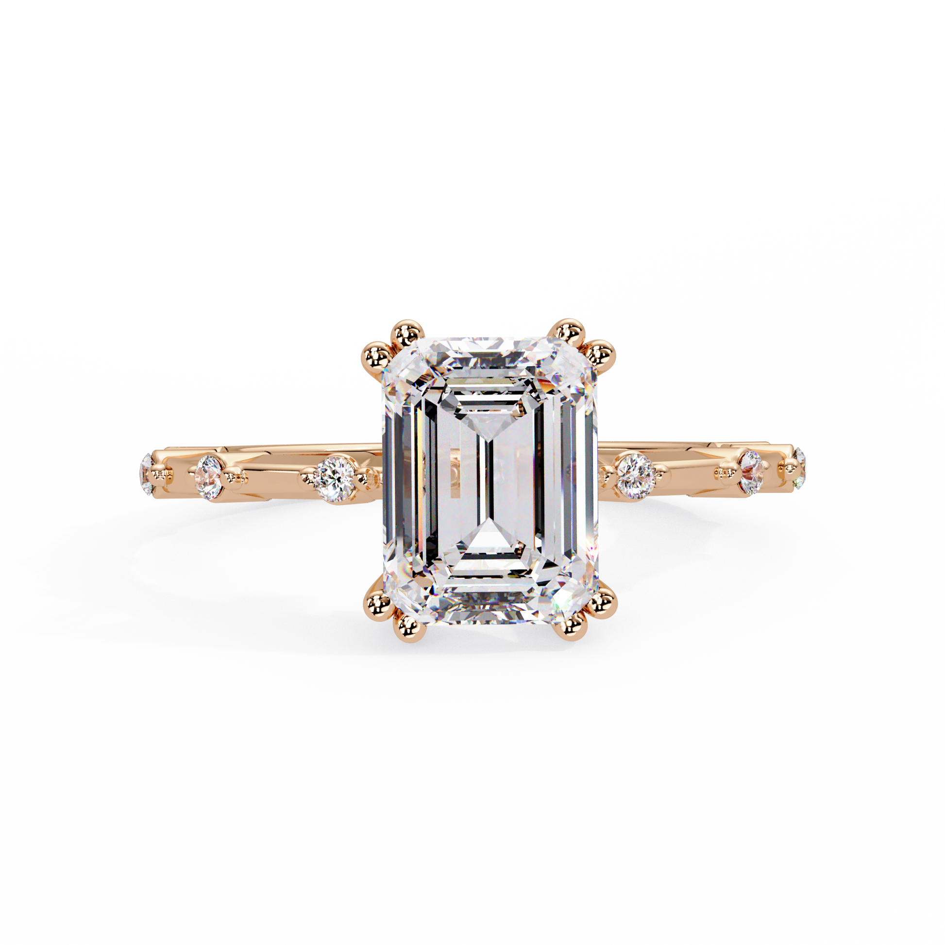Emerald Cut Lab Grown Diamond Accented Ring