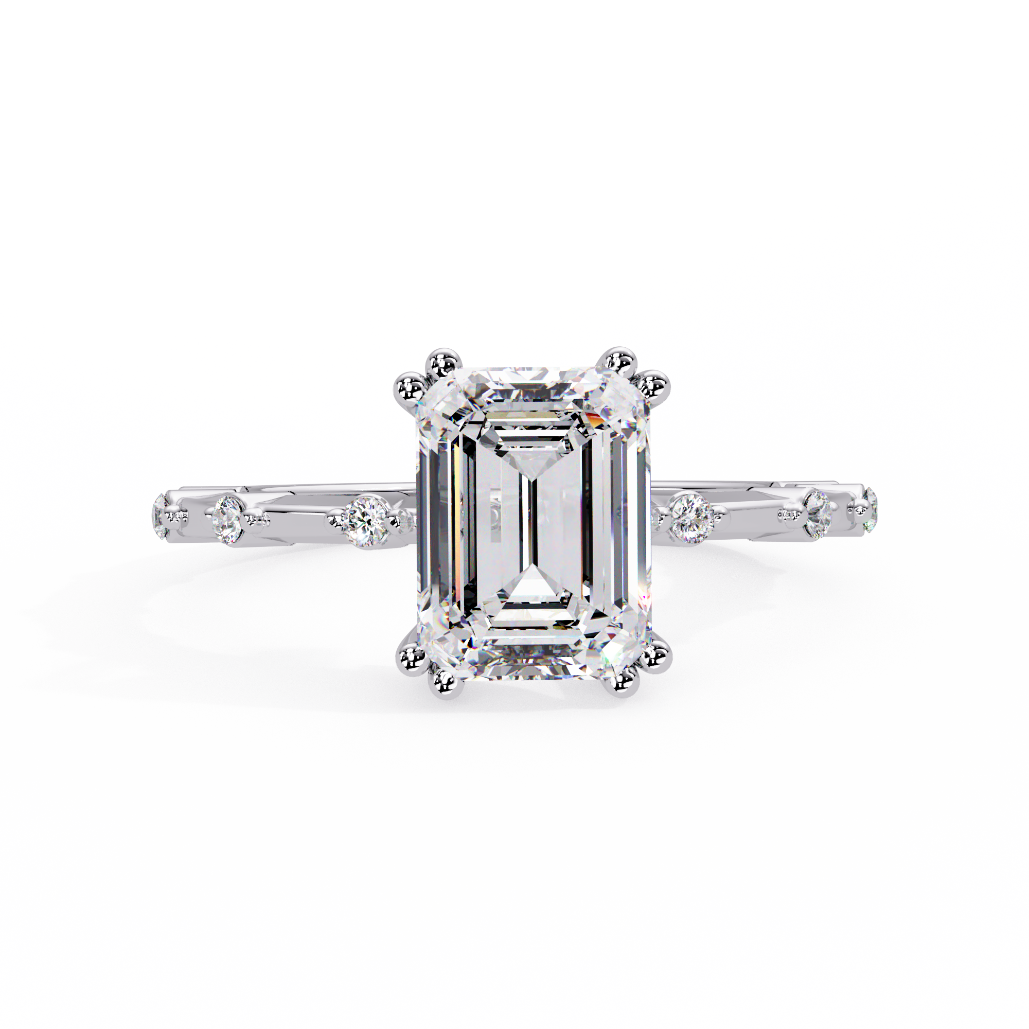 Emerald Cut Lab Grown Diamond Accented Ring