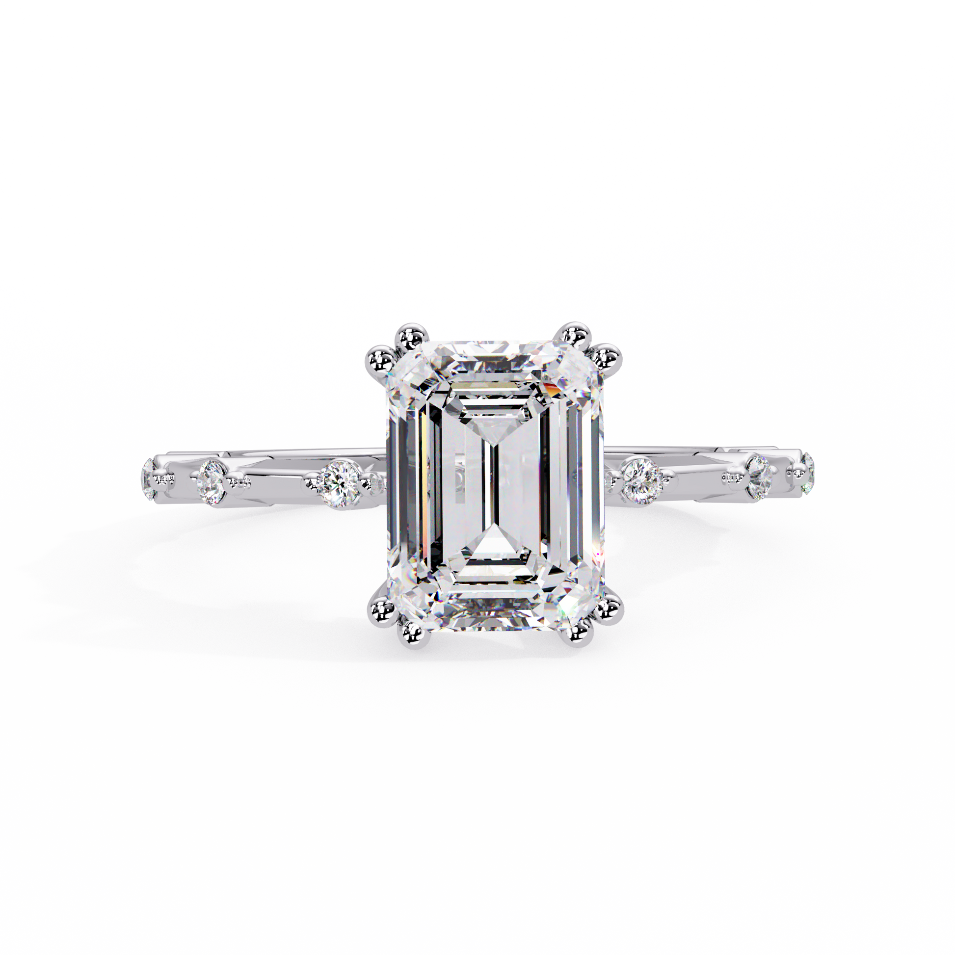Emerald Cut Lab Grown Diamond Accented Ring