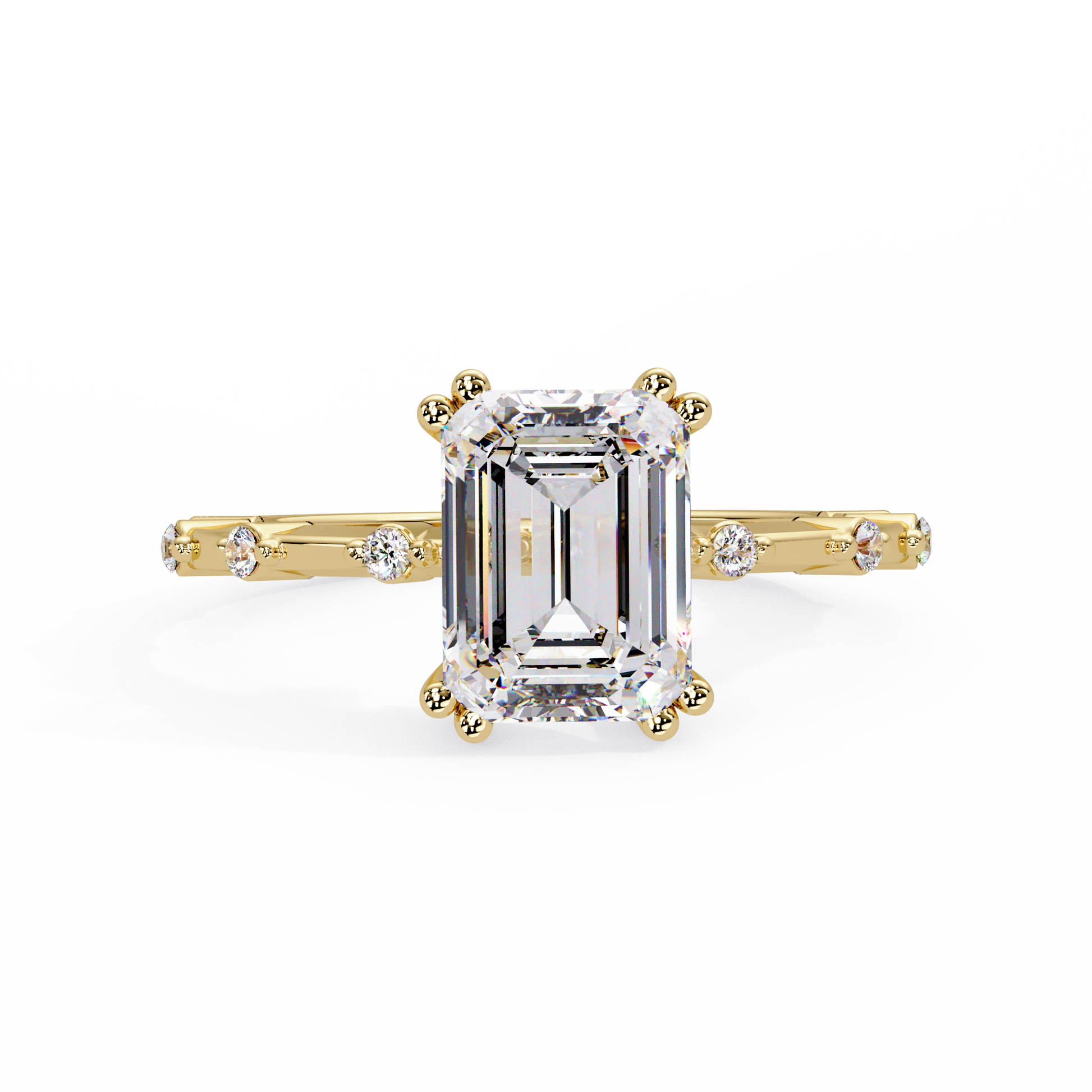 Emerald Cut Lab Grown Diamond Accented Ring