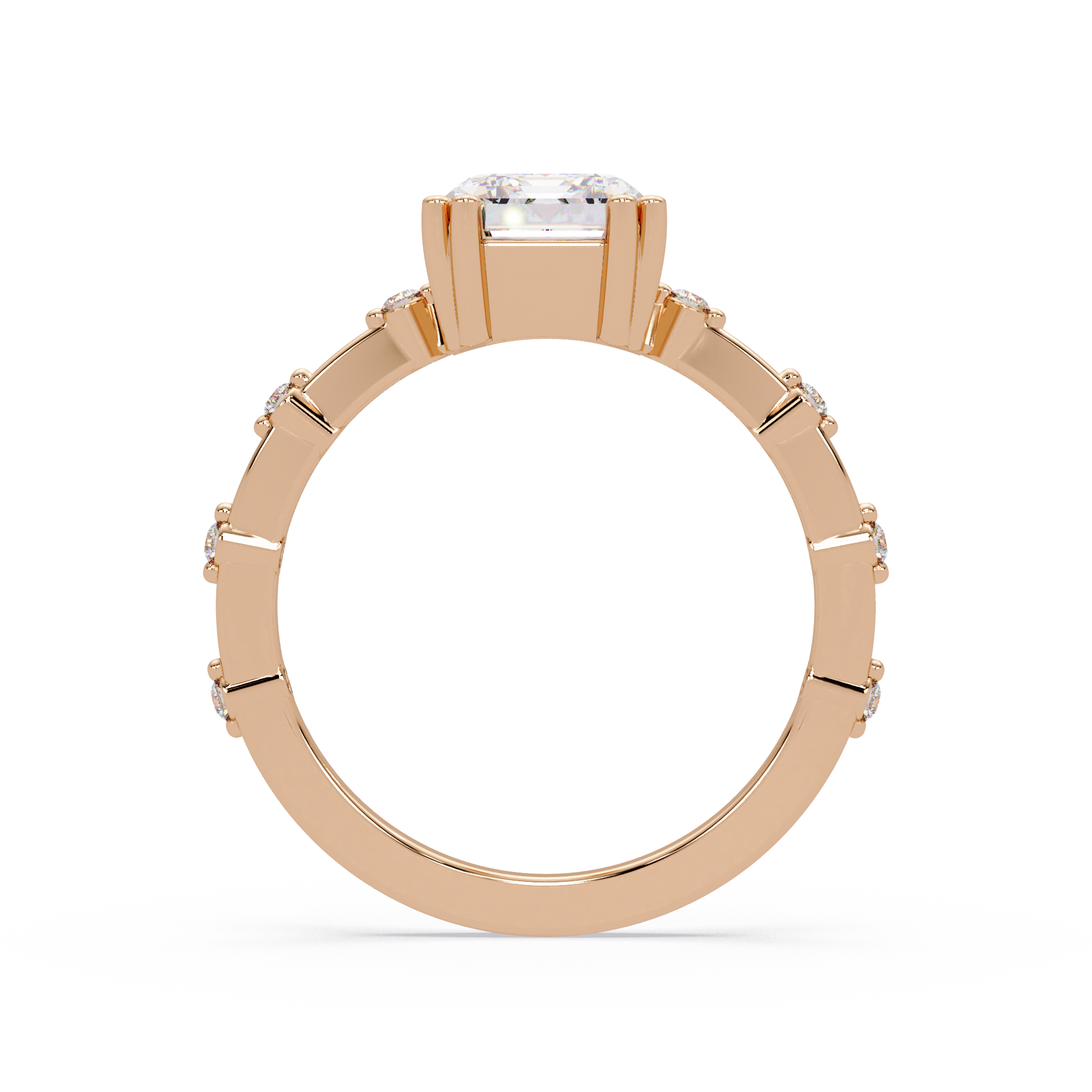 Emerald Cut Lab Grown Diamond Accented Ring