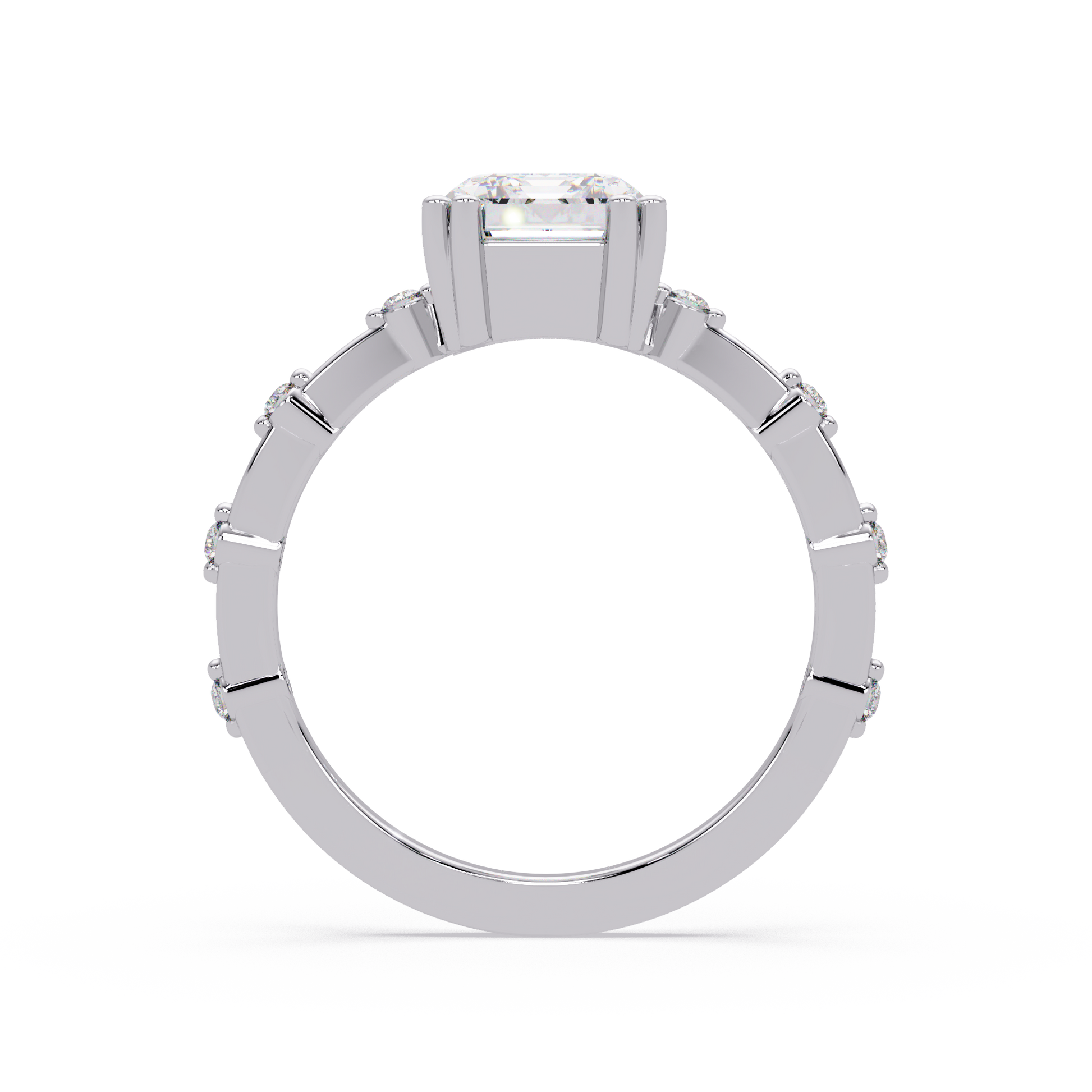 Emerald Cut Lab Grown Diamond Accented Ring