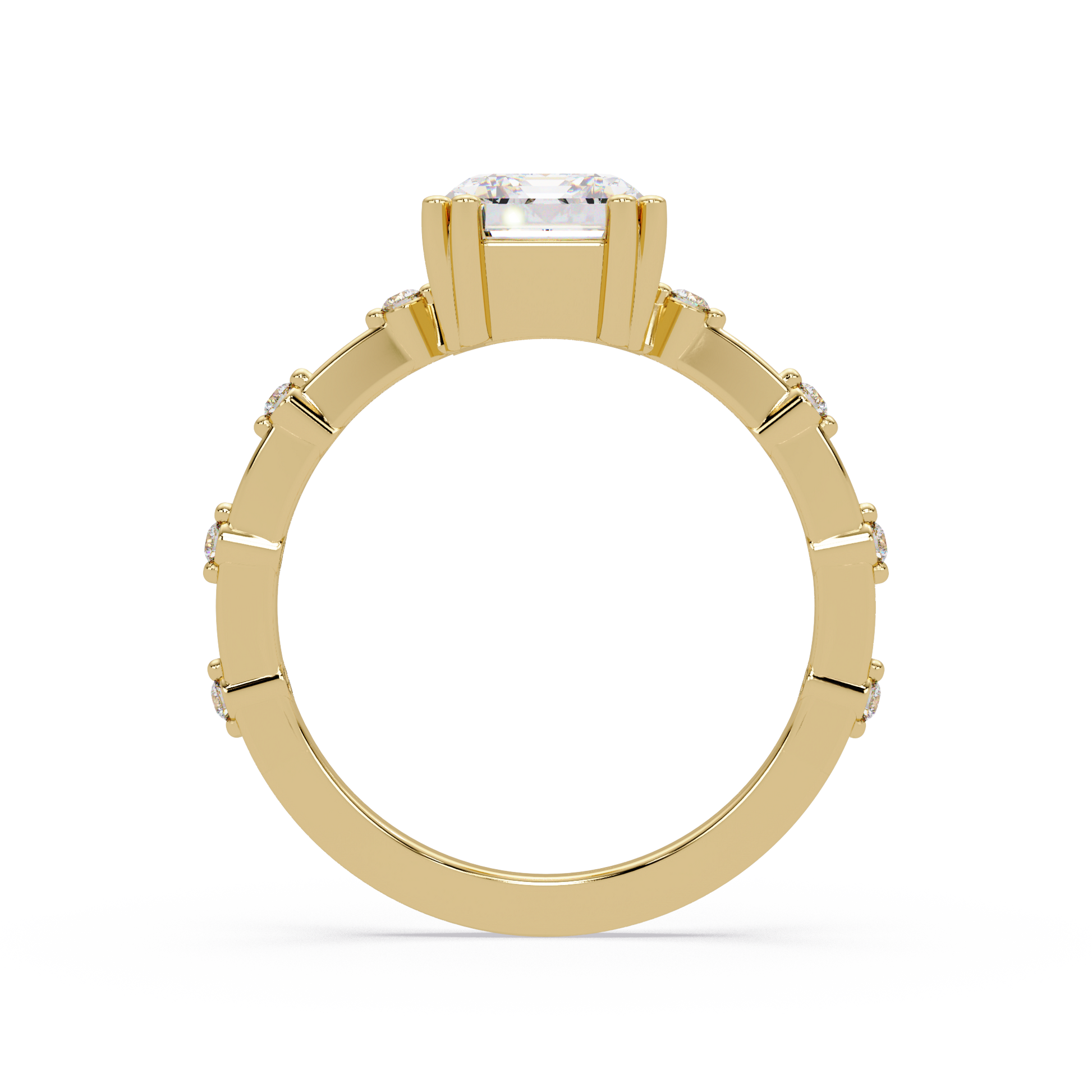 Emerald Cut Lab Grown Diamond Accented Ring