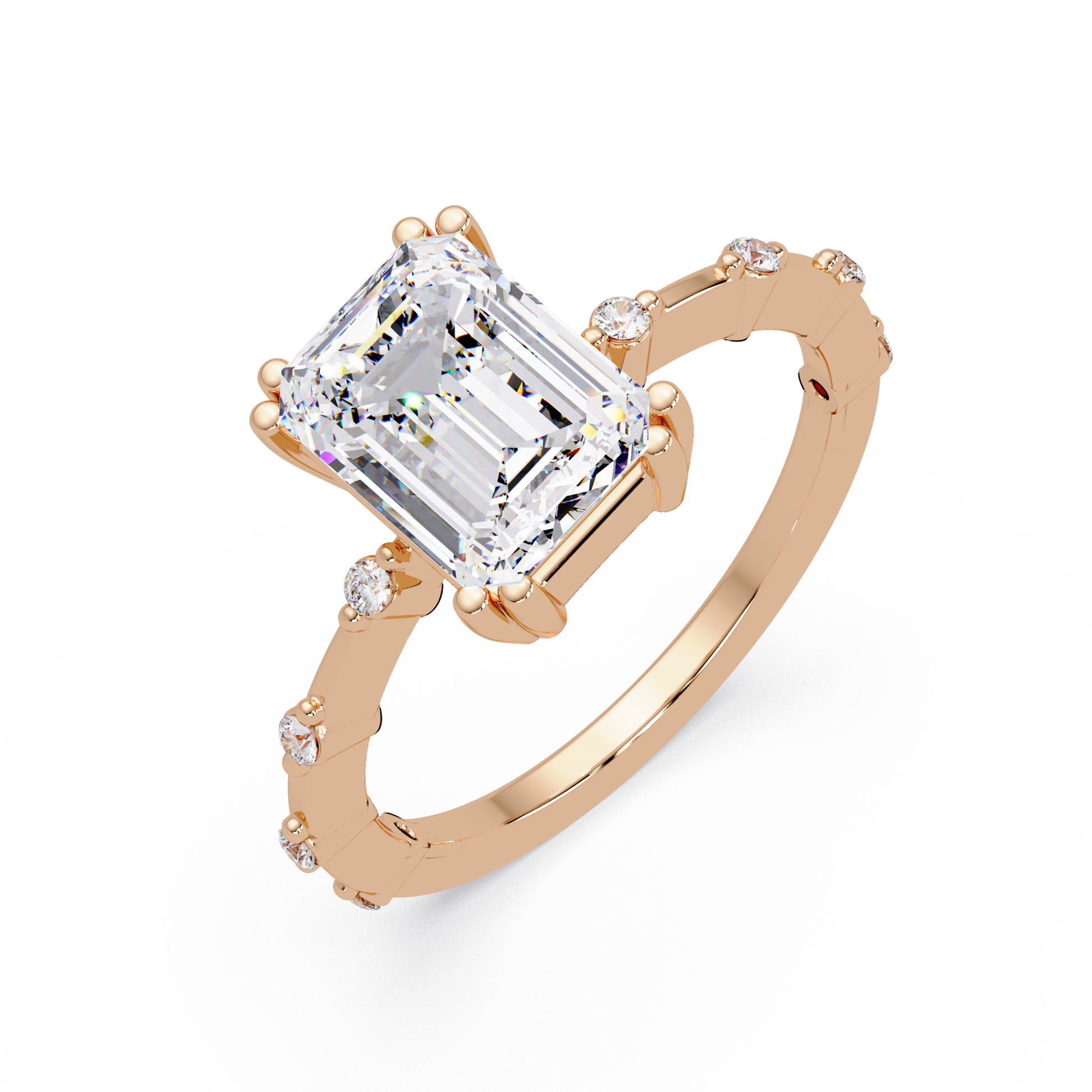 Emerald Cut Lab Grown Diamond Accented Ring