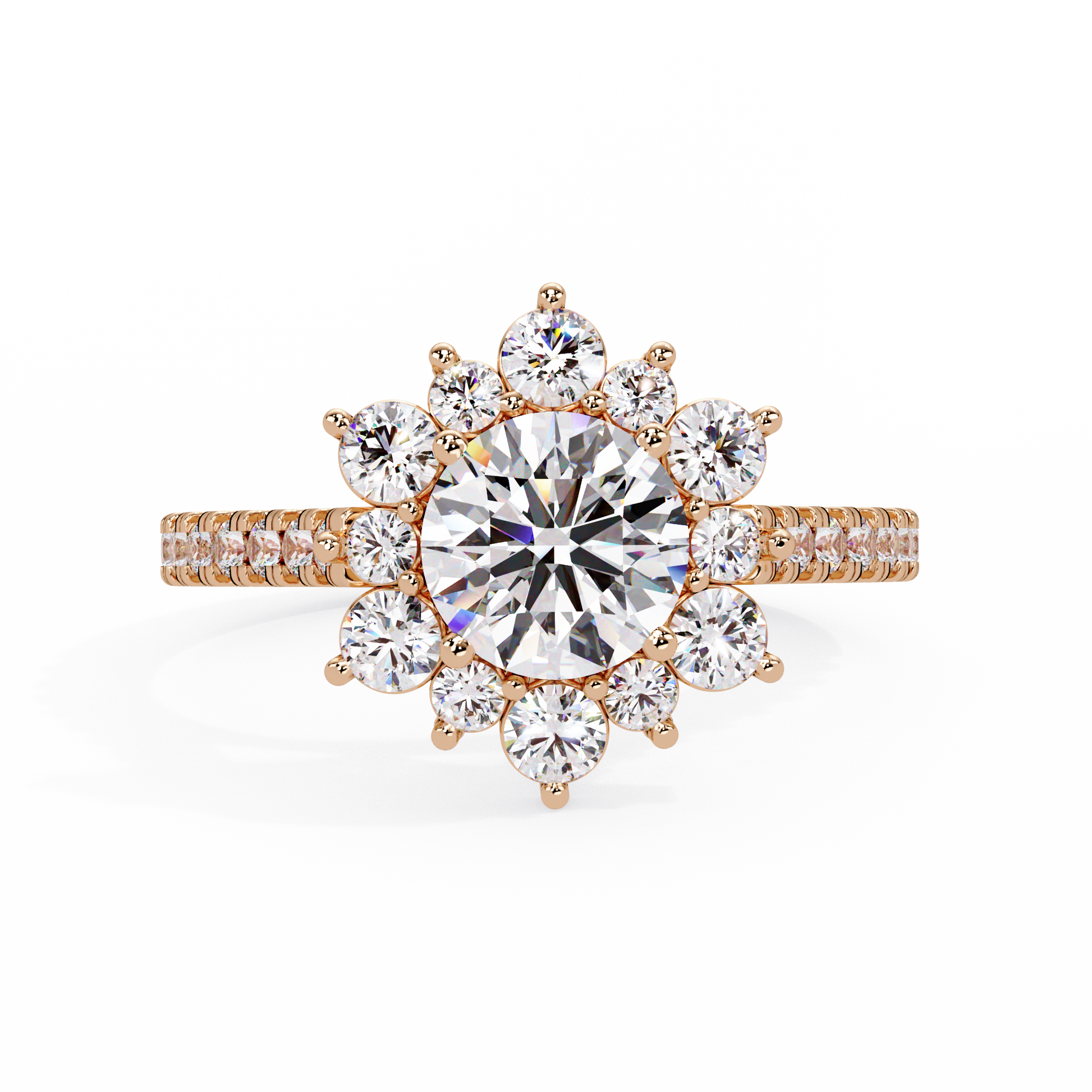 Round Cut Lab Grown Diamond Halo Ring