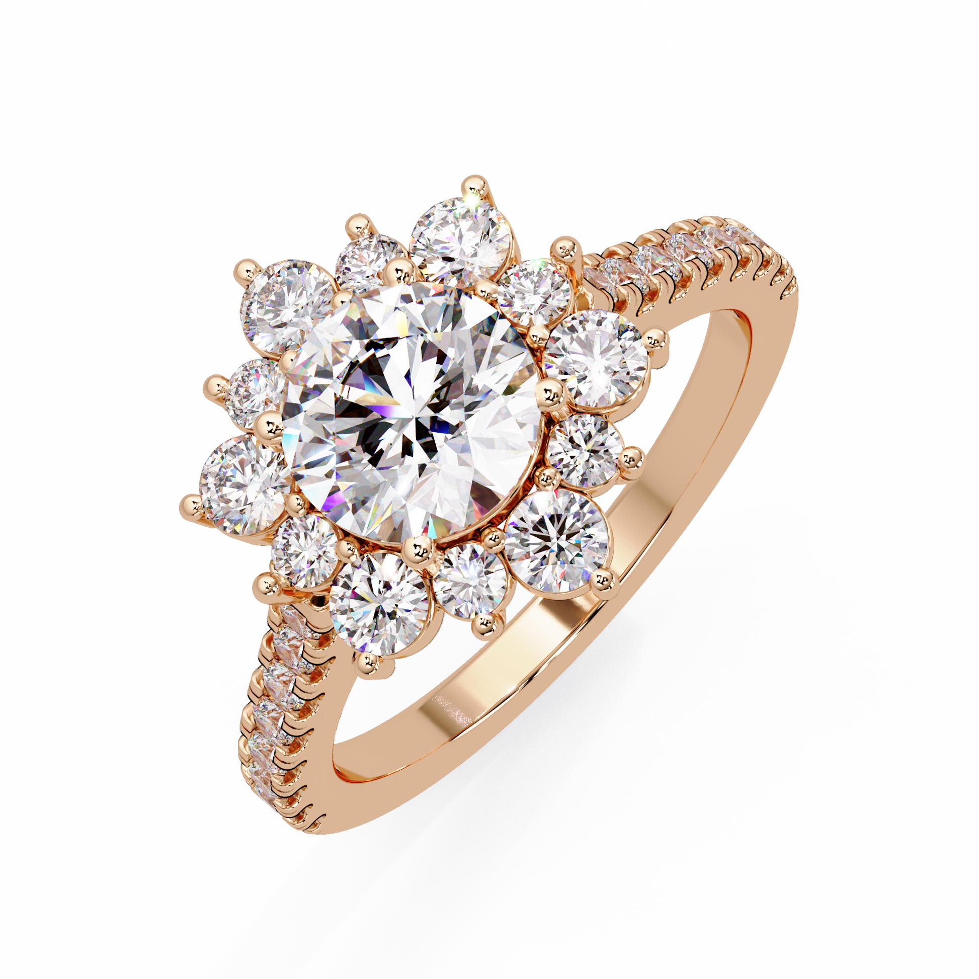Round Cut Lab Grown Diamond Halo Ring
