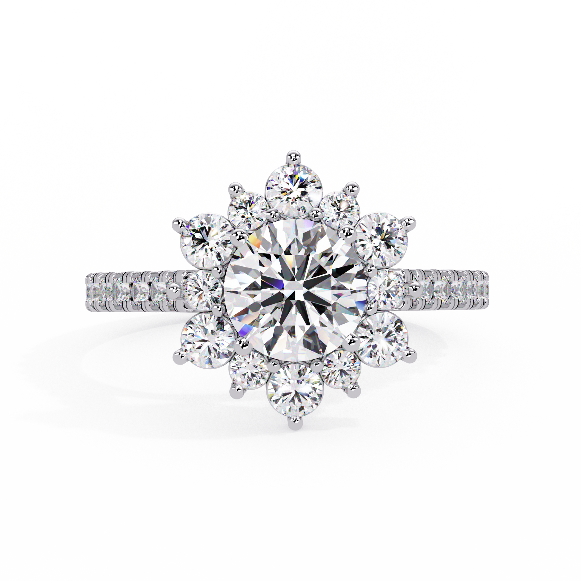 Round Cut Lab Grown Diamond Halo Ring