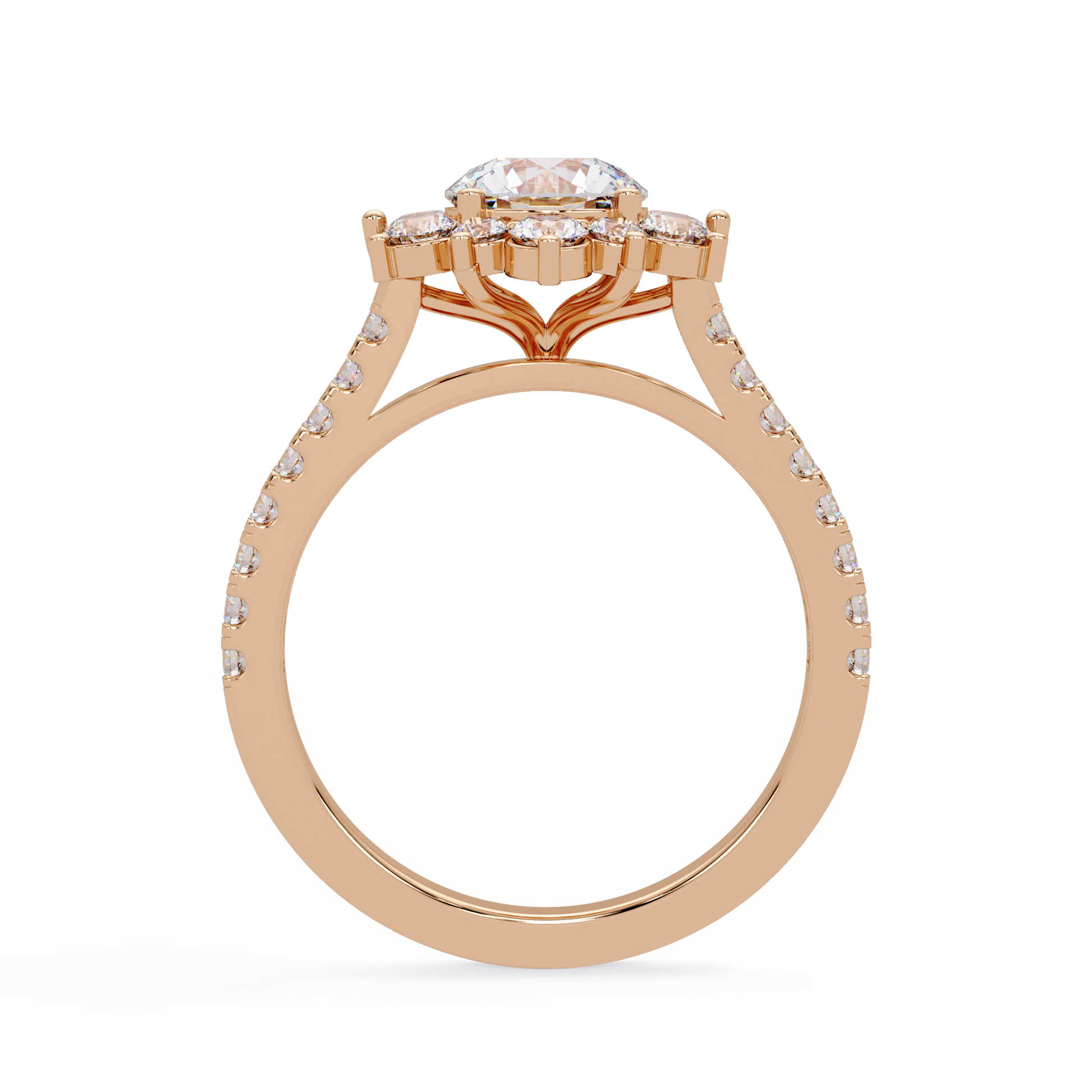 Round Cut Lab Grown Diamond Halo Ring