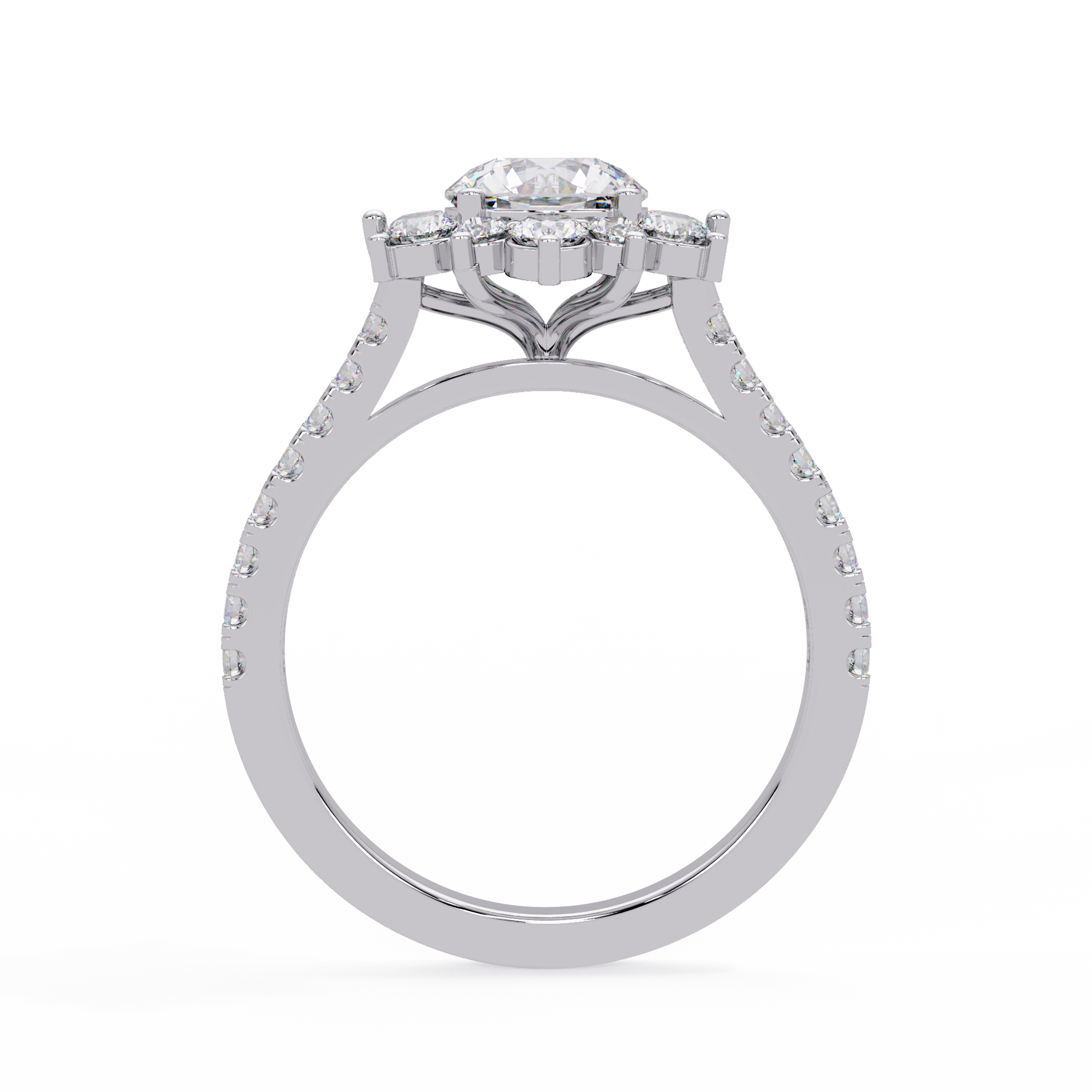 Round Cut Lab Grown Diamond Halo Ring