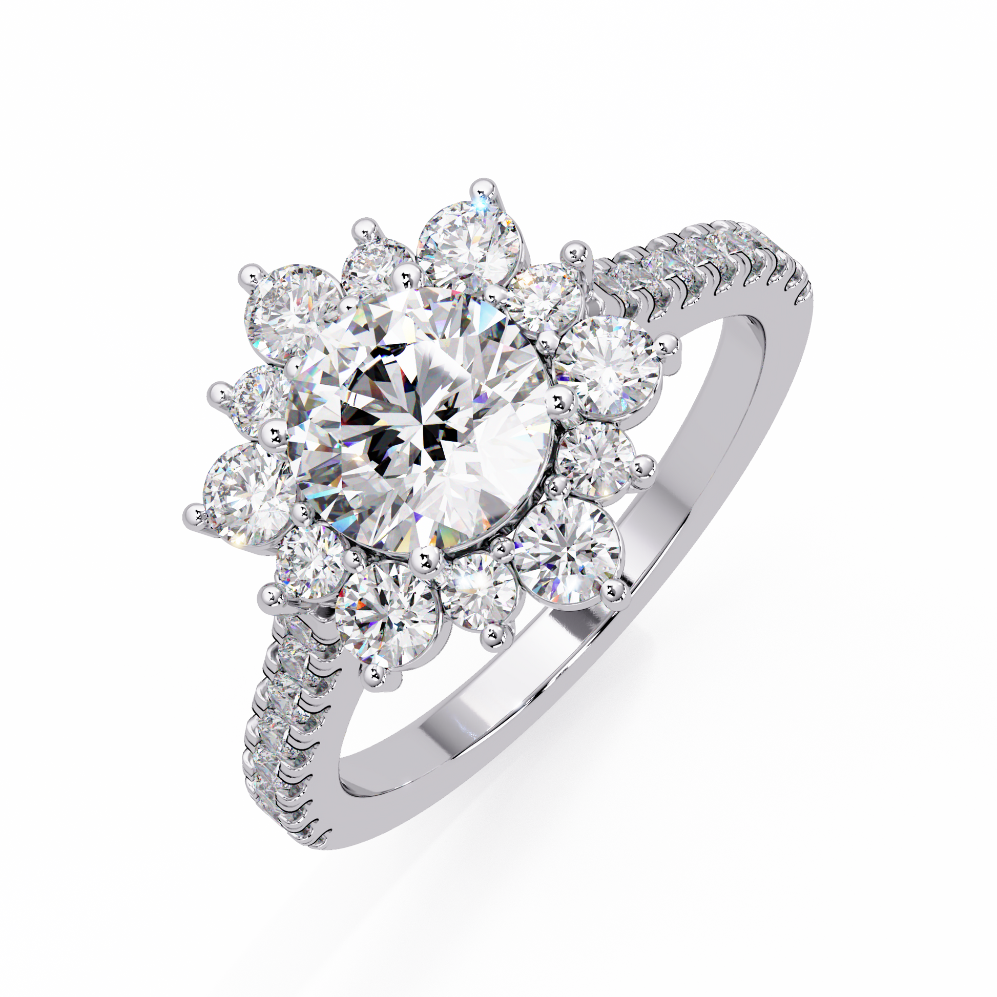 Round Cut Lab Grown Diamond Halo Ring