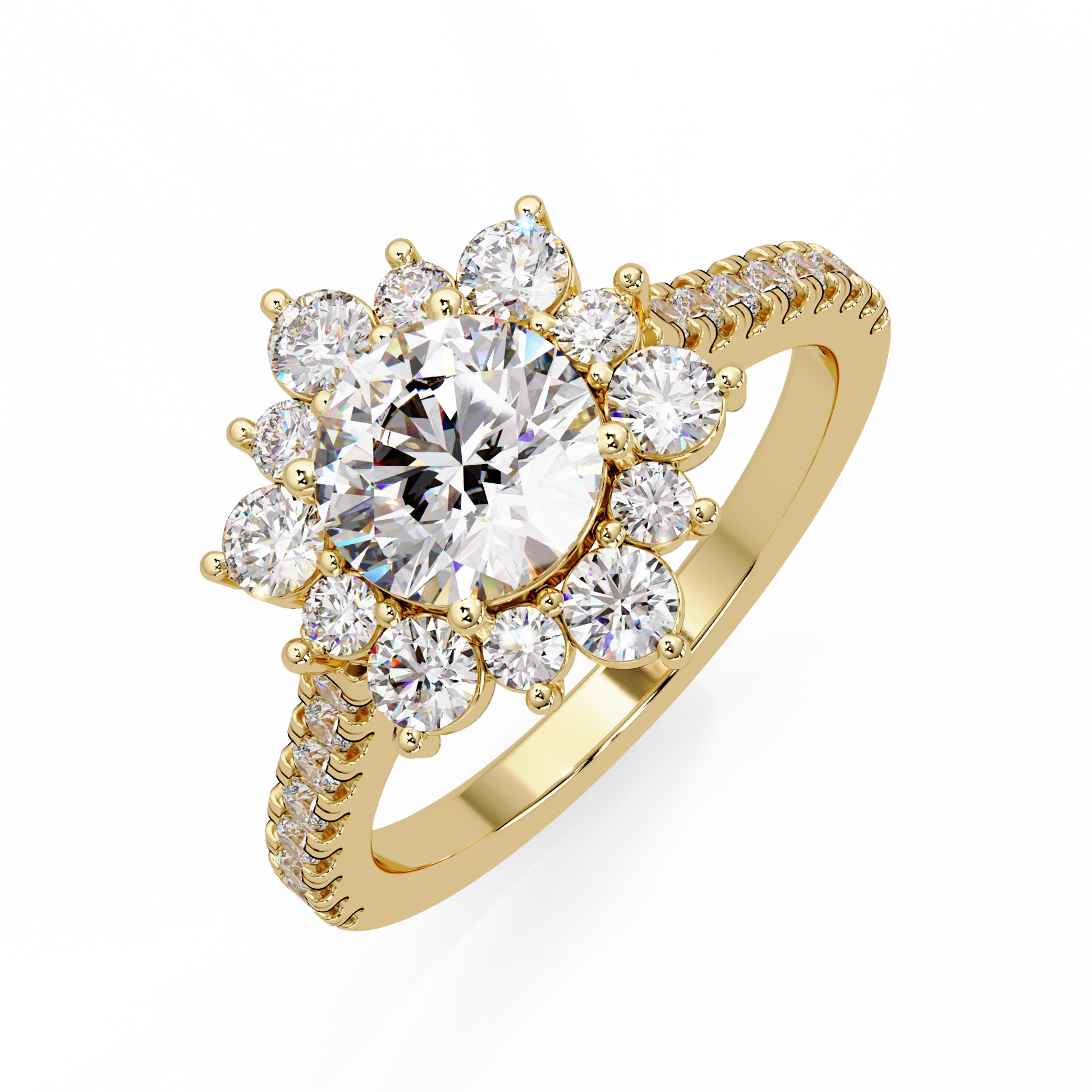 Round Cut Lab Grown Diamond Halo Ring