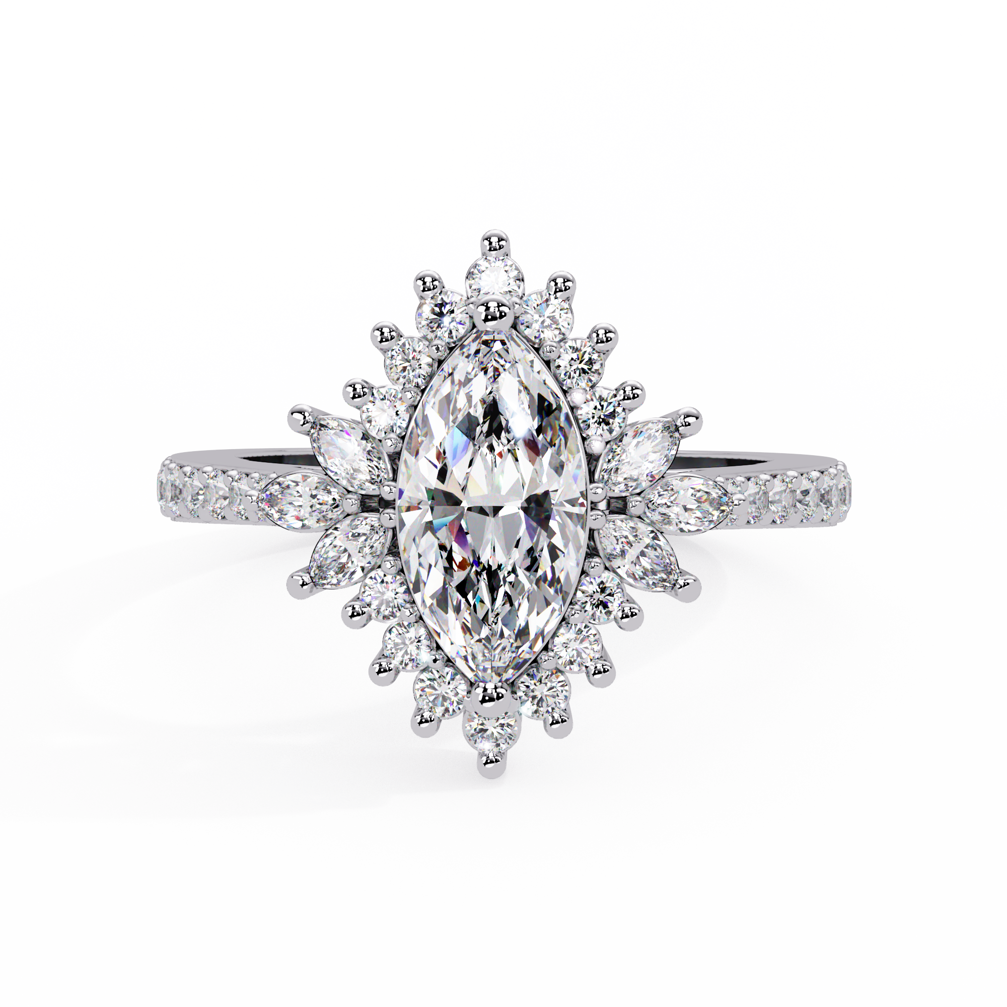 Marquise Cut Lab Grown Diamond Halo Ring
