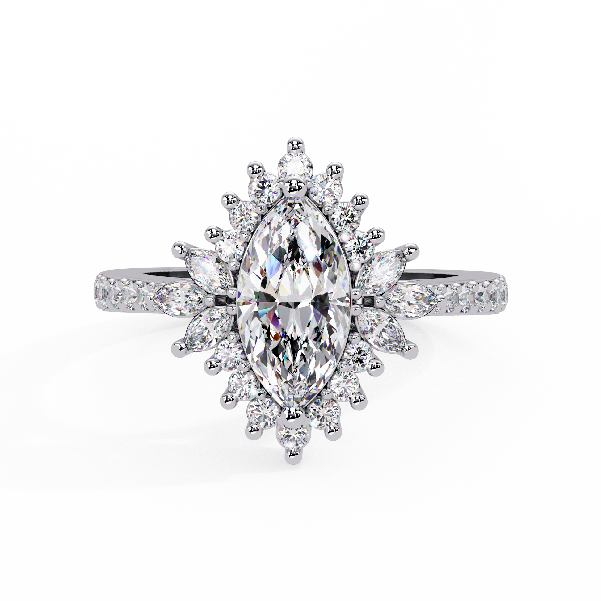 Marquise Cut Lab Grown Diamond Halo Ring