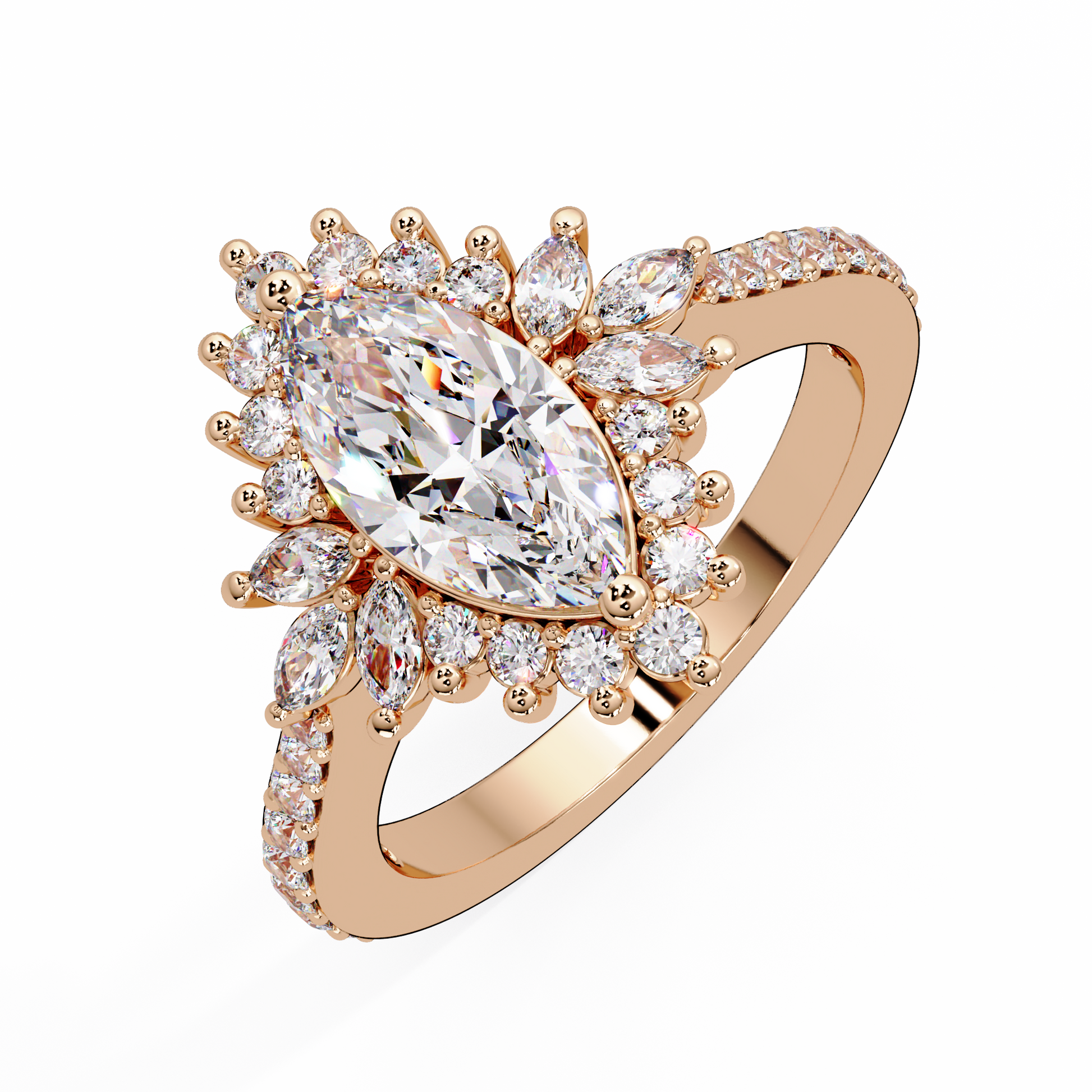 Marquise Cut Lab Grown Diamond Halo Ring