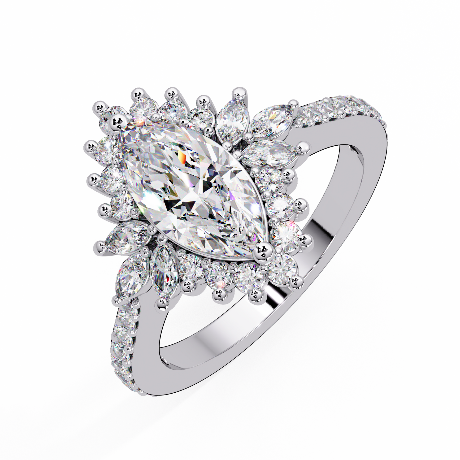 Marquise Cut Lab Grown Diamond Halo Ring