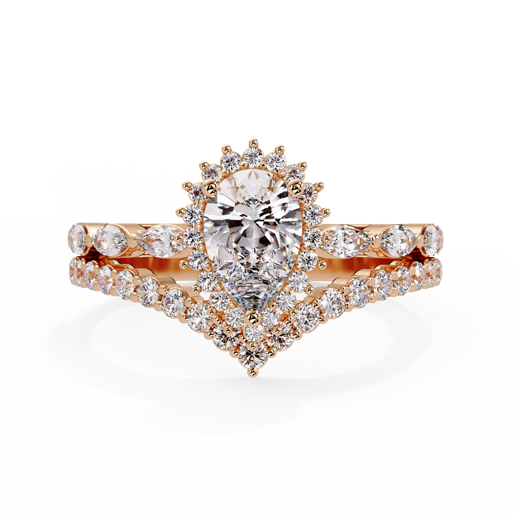 Pear Cut Lab Grown Diamond Ring in Mil Grain Shank