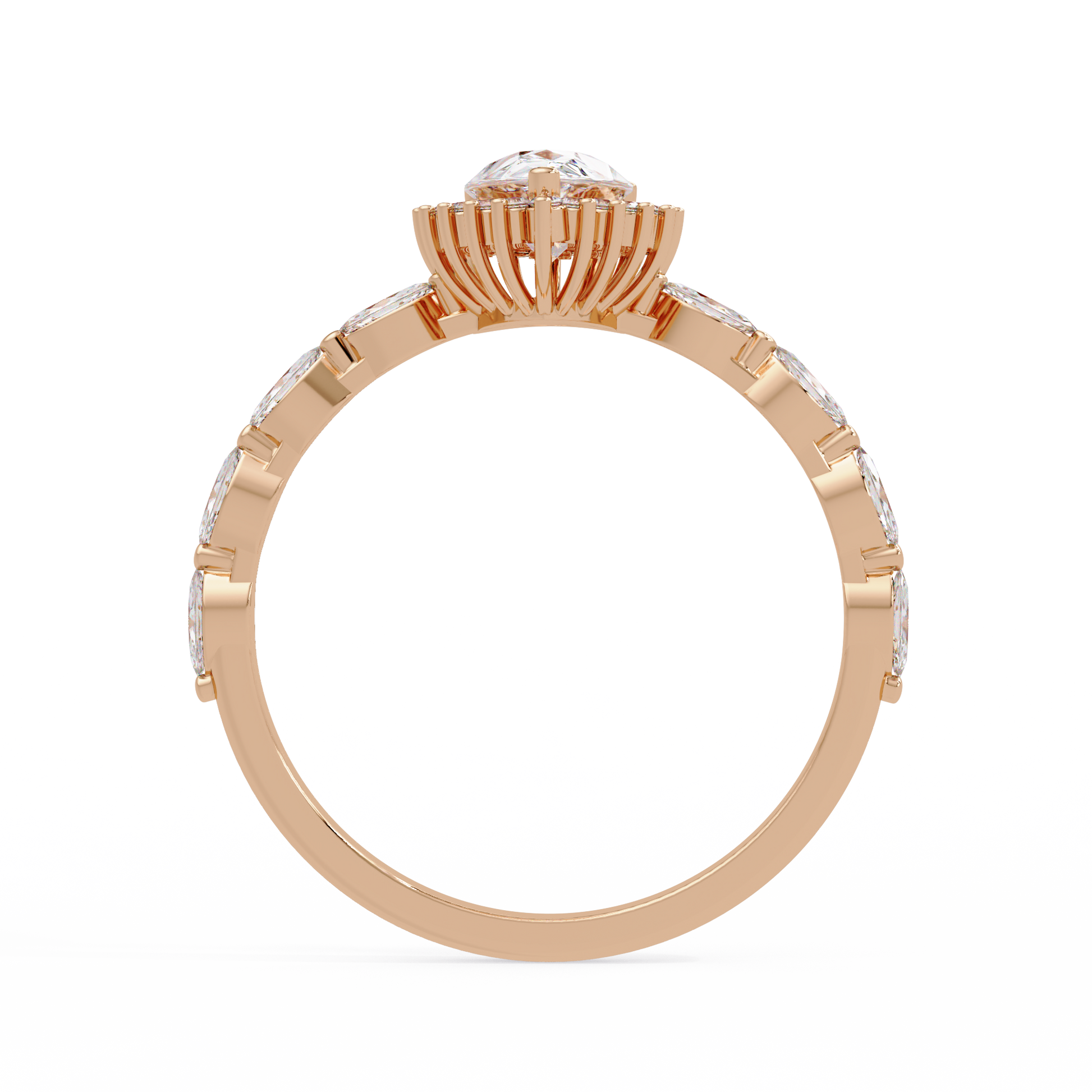Pear Cut Lab Grown Diamond Ring in Mil Grain Shank