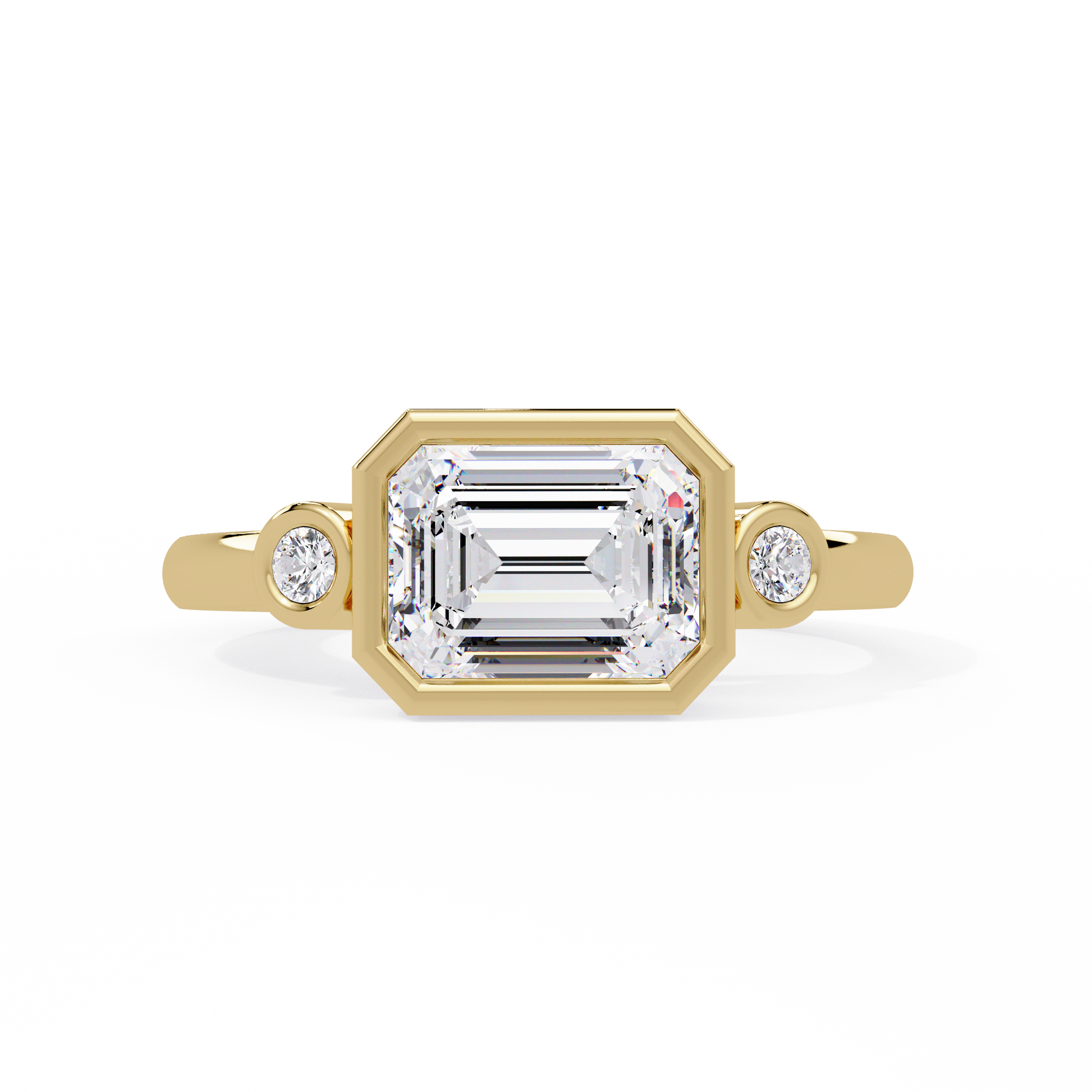 Emerald Cut Lab Grown Diamond Three Stone Ring