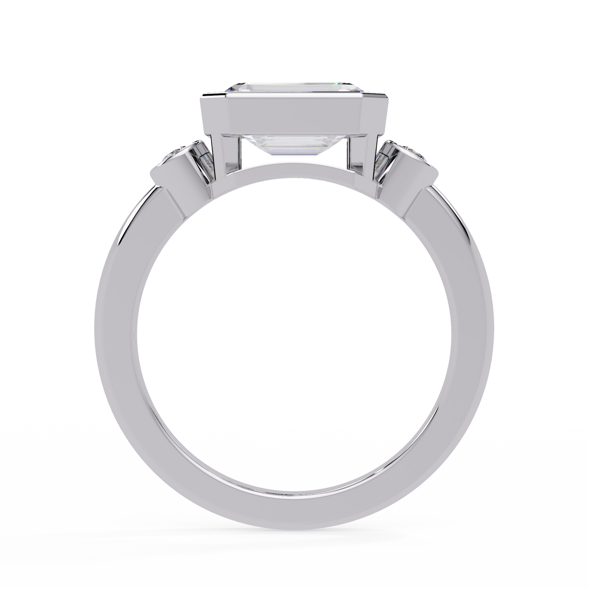 Emerald Cut Lab Grown Diamond Three Stone Ring