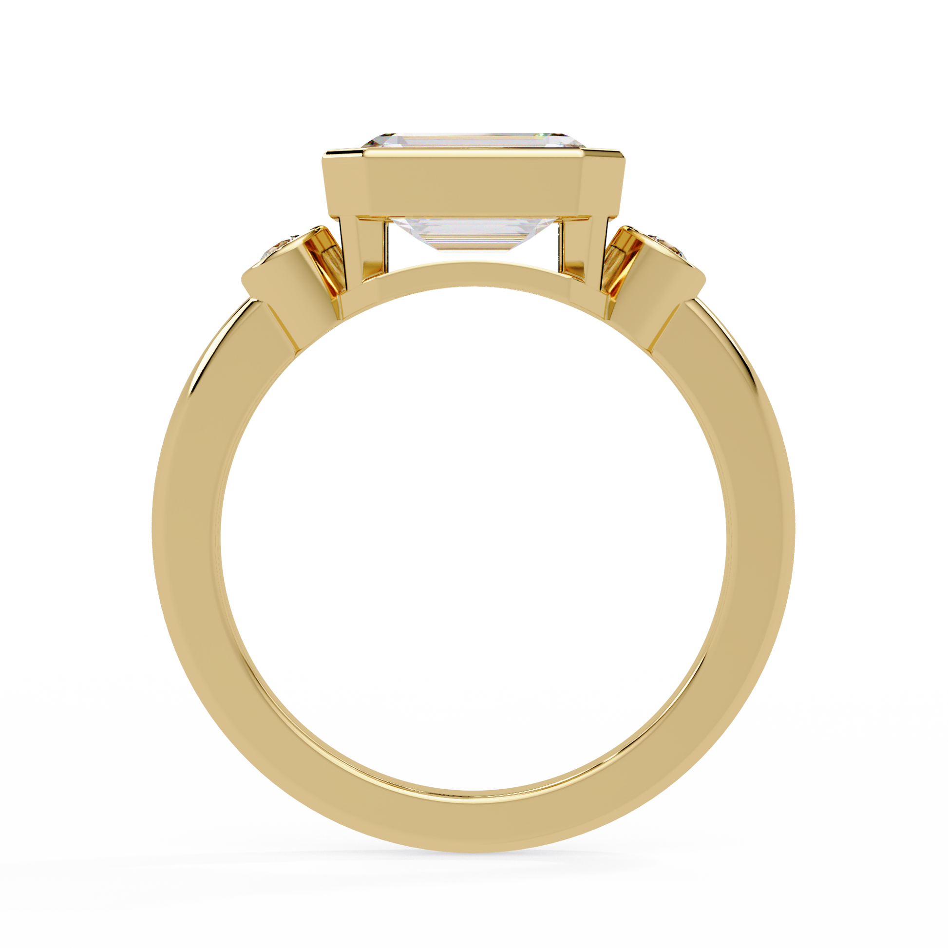 Emerald Cut Lab Grown Diamond Three Stone Ring